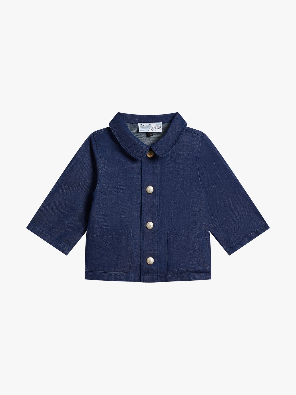 denim cotton snap-button jacket