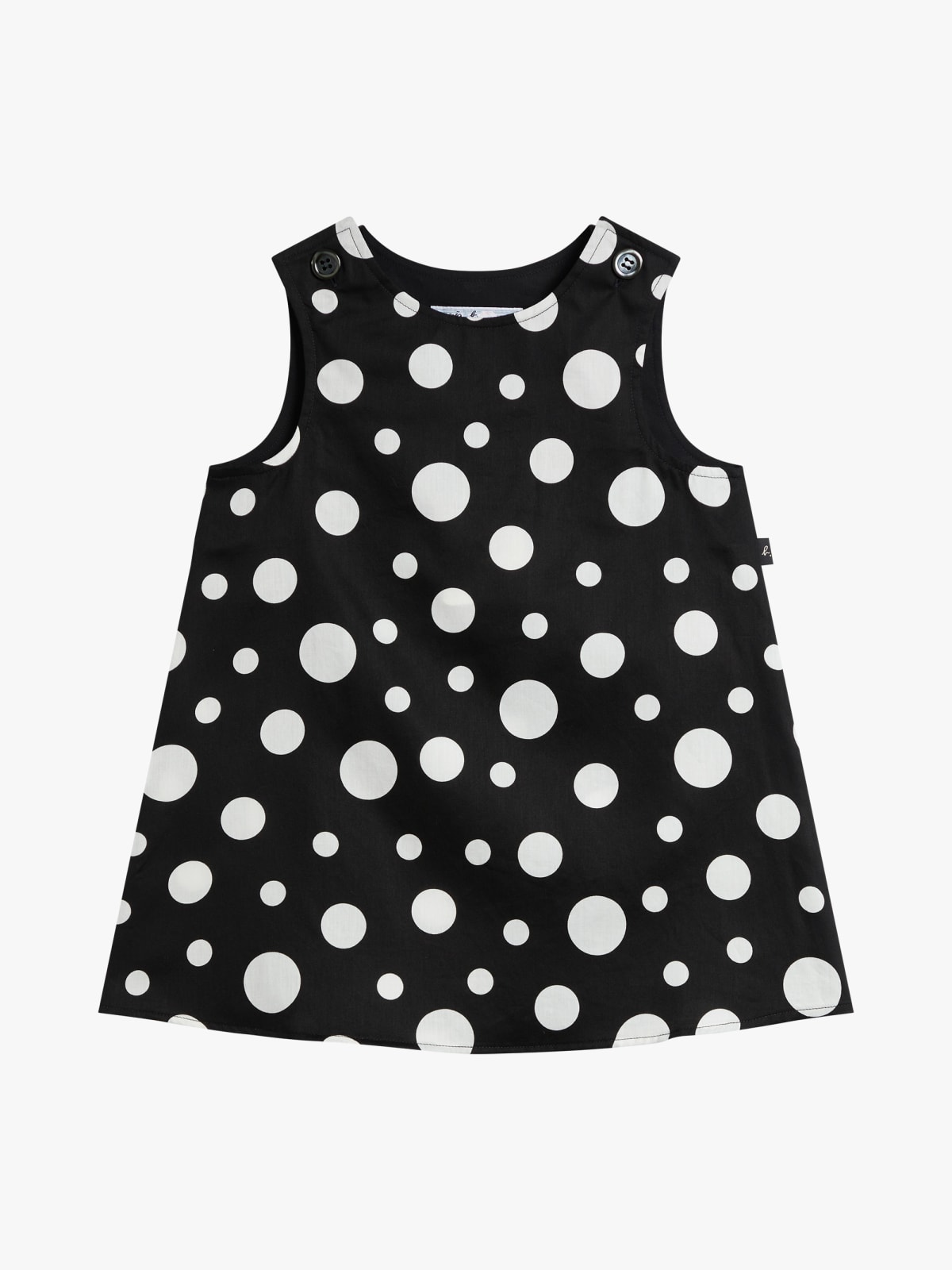 black Barbie polka dot dress in cotton satin