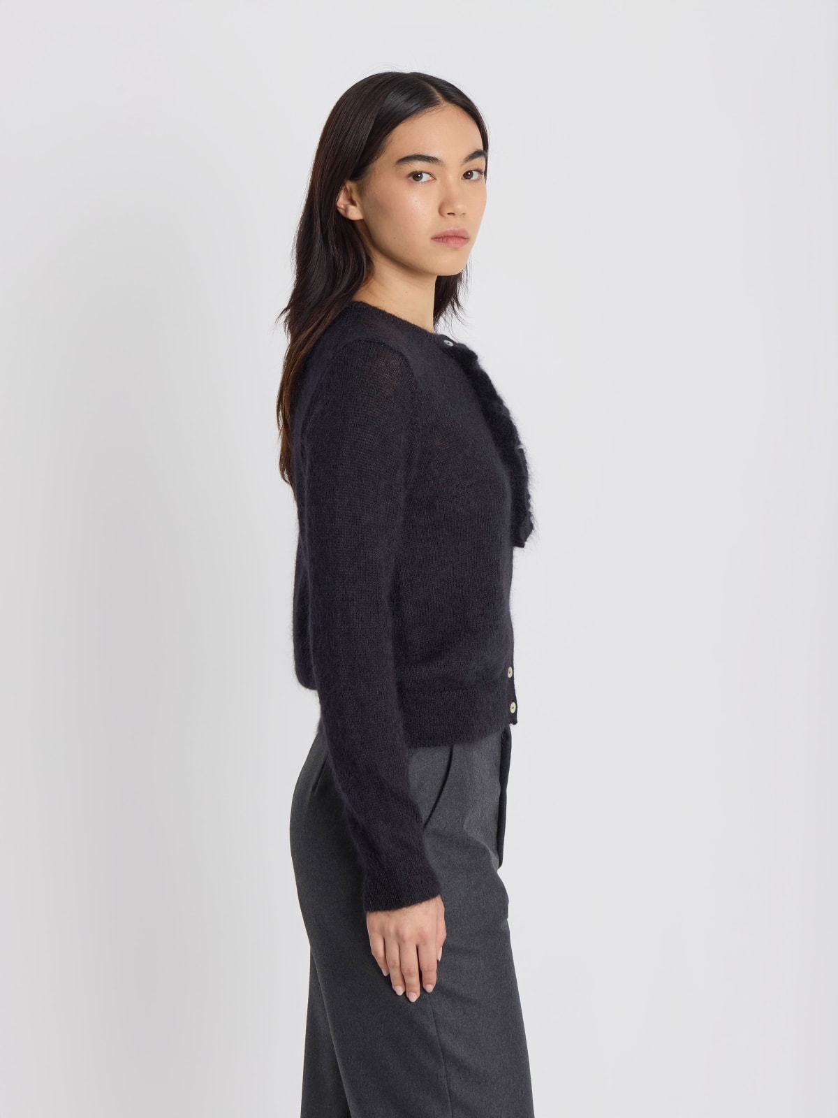 black Annette mohair ruffled cardigan image number 2