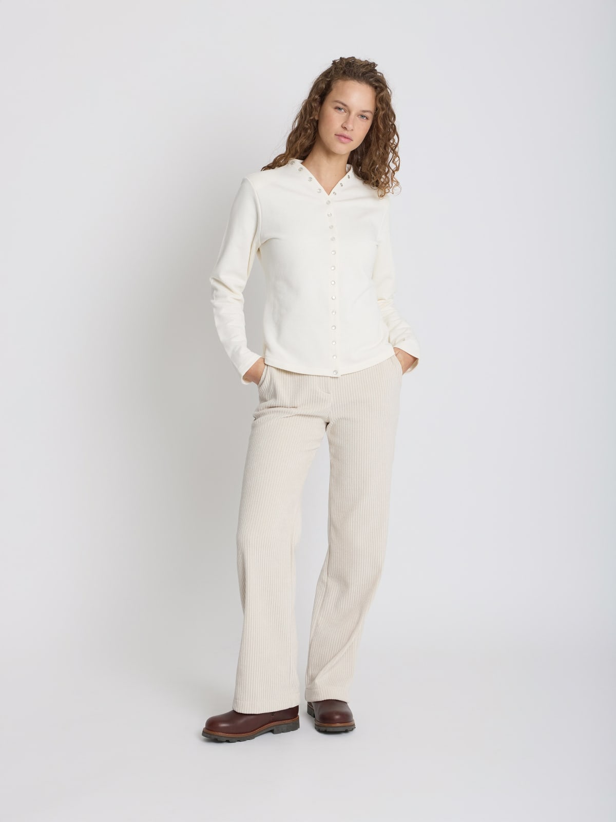 off-white cotton 2004 snap cardigan