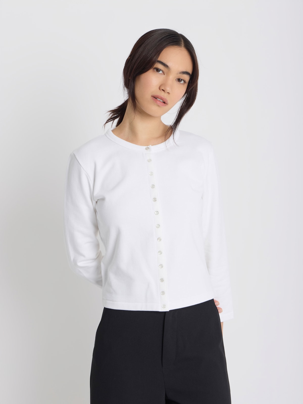 white cotton jersey Le Petit cardigan