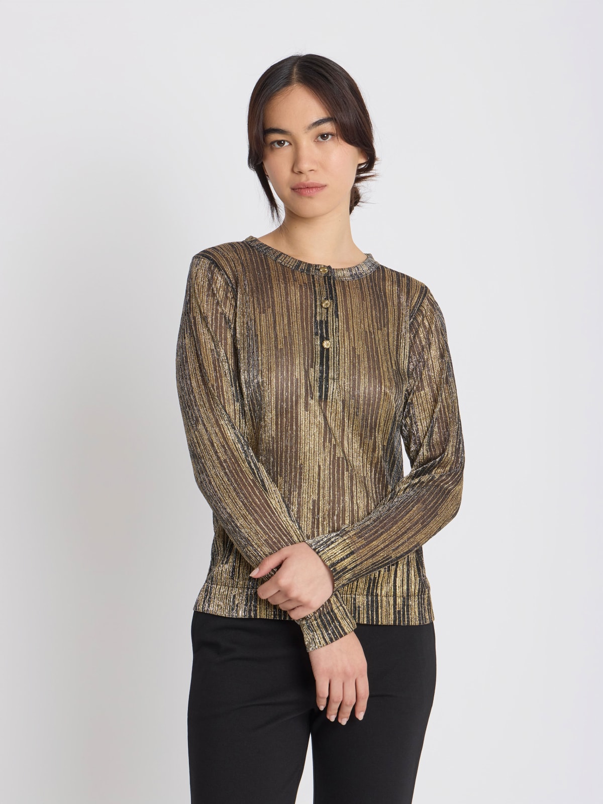 gold shiny jersey Henley neck Boum t-shirt