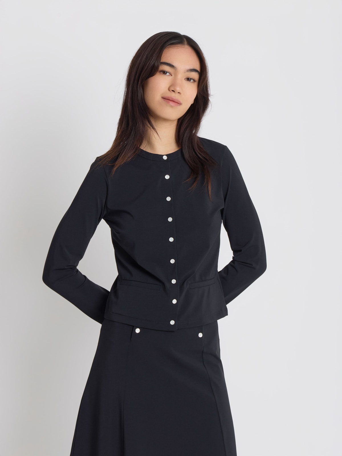 black polyamide cr&ecirc;pe Gabi jacket