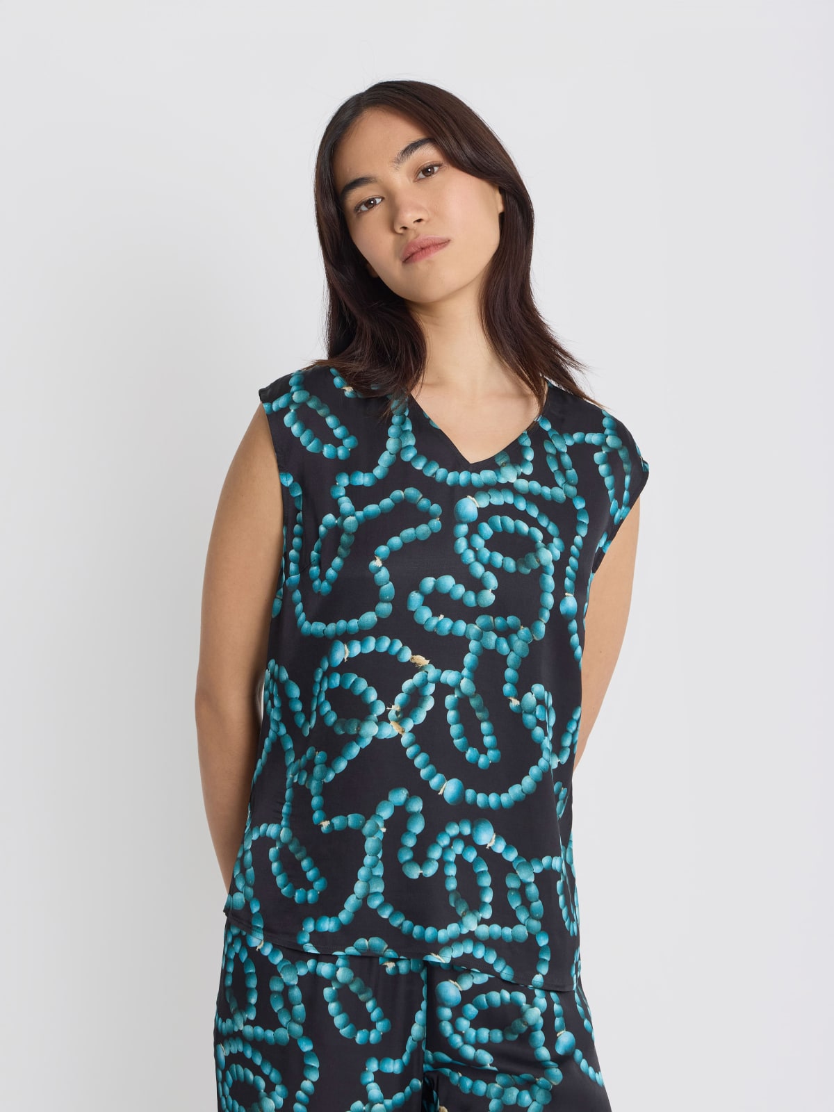 haut en viscose imprim&eacute; colliers 