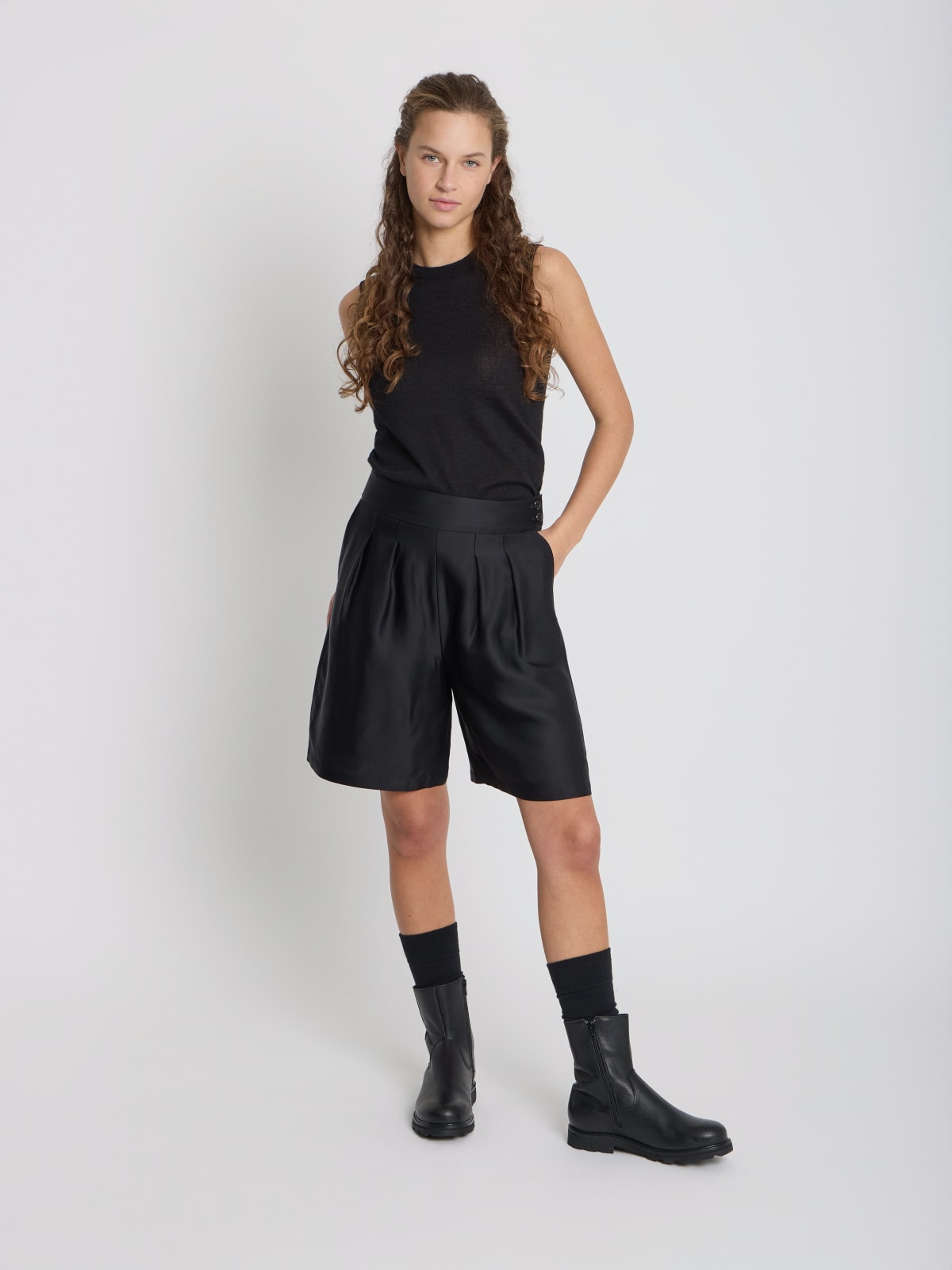 jupe-culotte en viscose noir