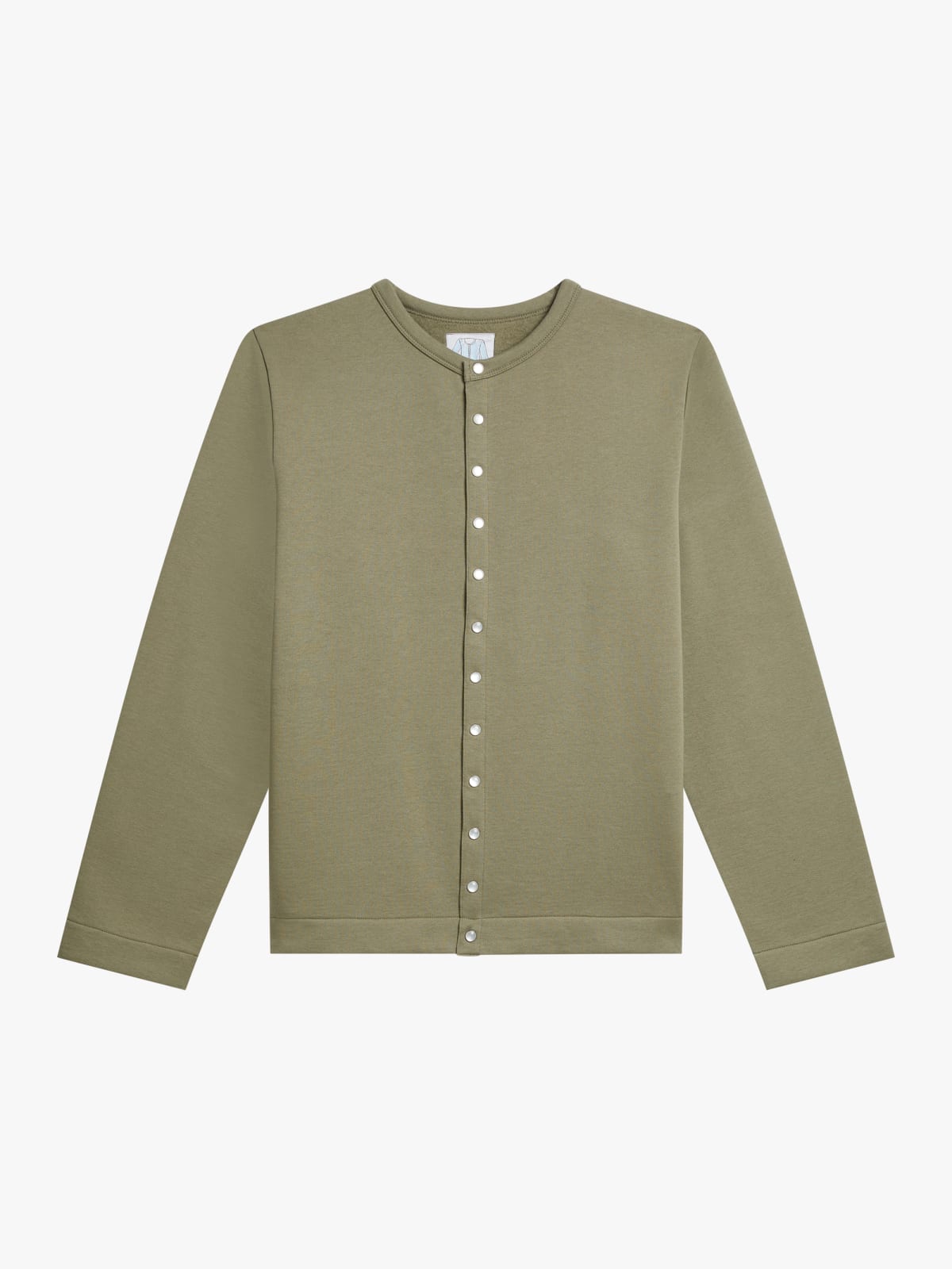 green cotton fleece snap cardigan