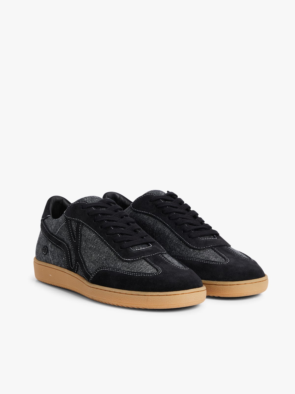 black B long denim sneakers