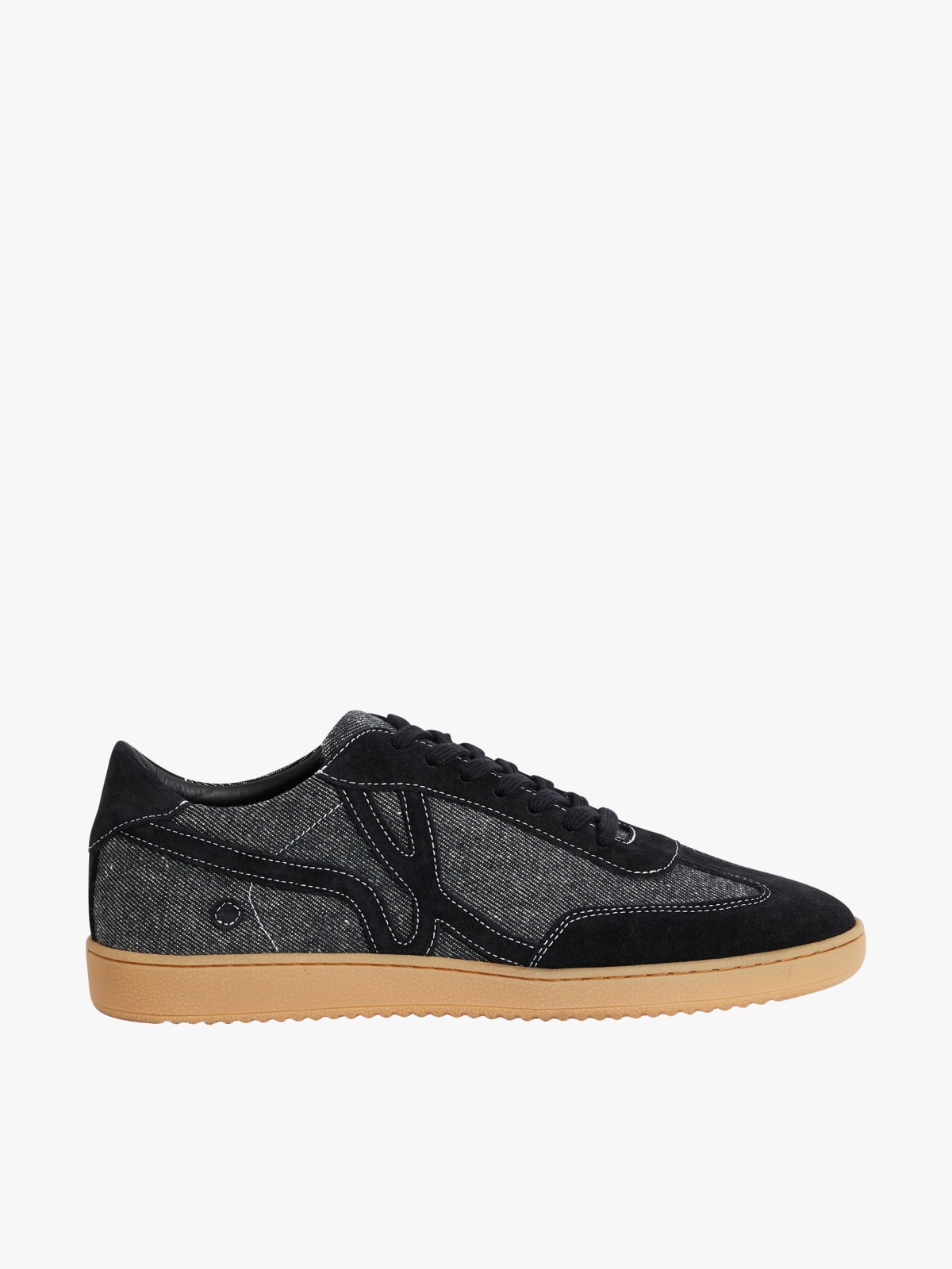 black B long denim sneakers