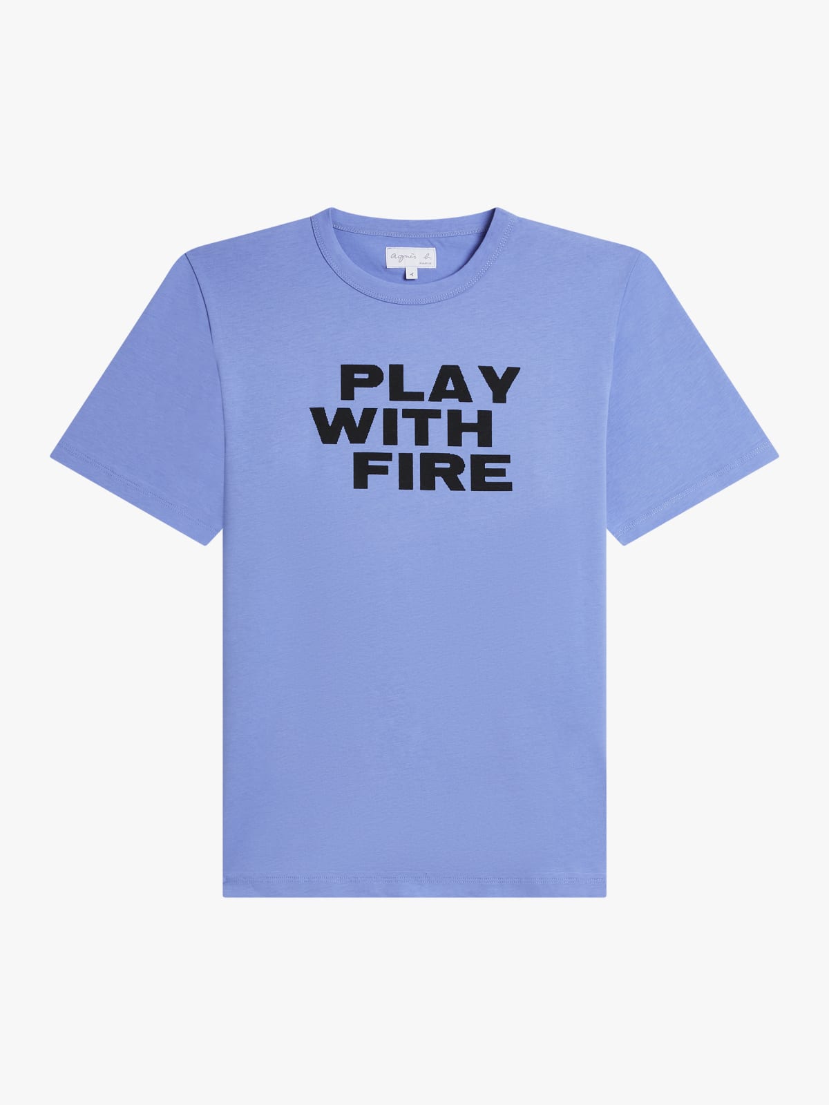 t-shirt B. Style en jersey de coton s&eacute;rigraphi&eacute; "Play With Fire" bleu