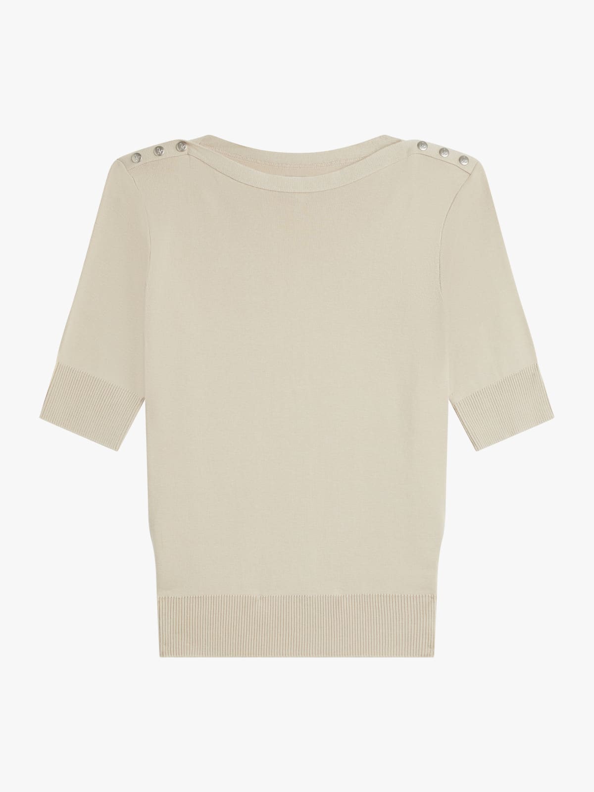 beige cotton jersey Badiane elbow-sleeve top