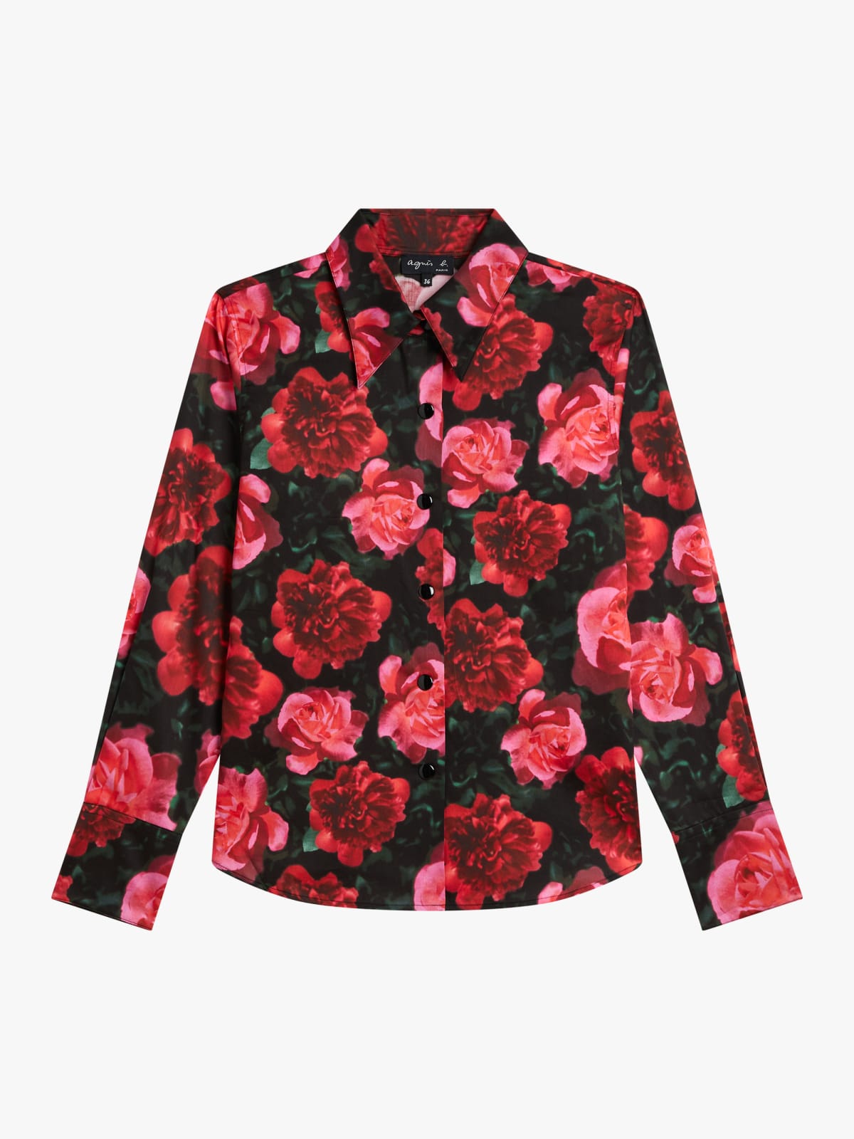 pink Jimi cotton satin shirt with floral print