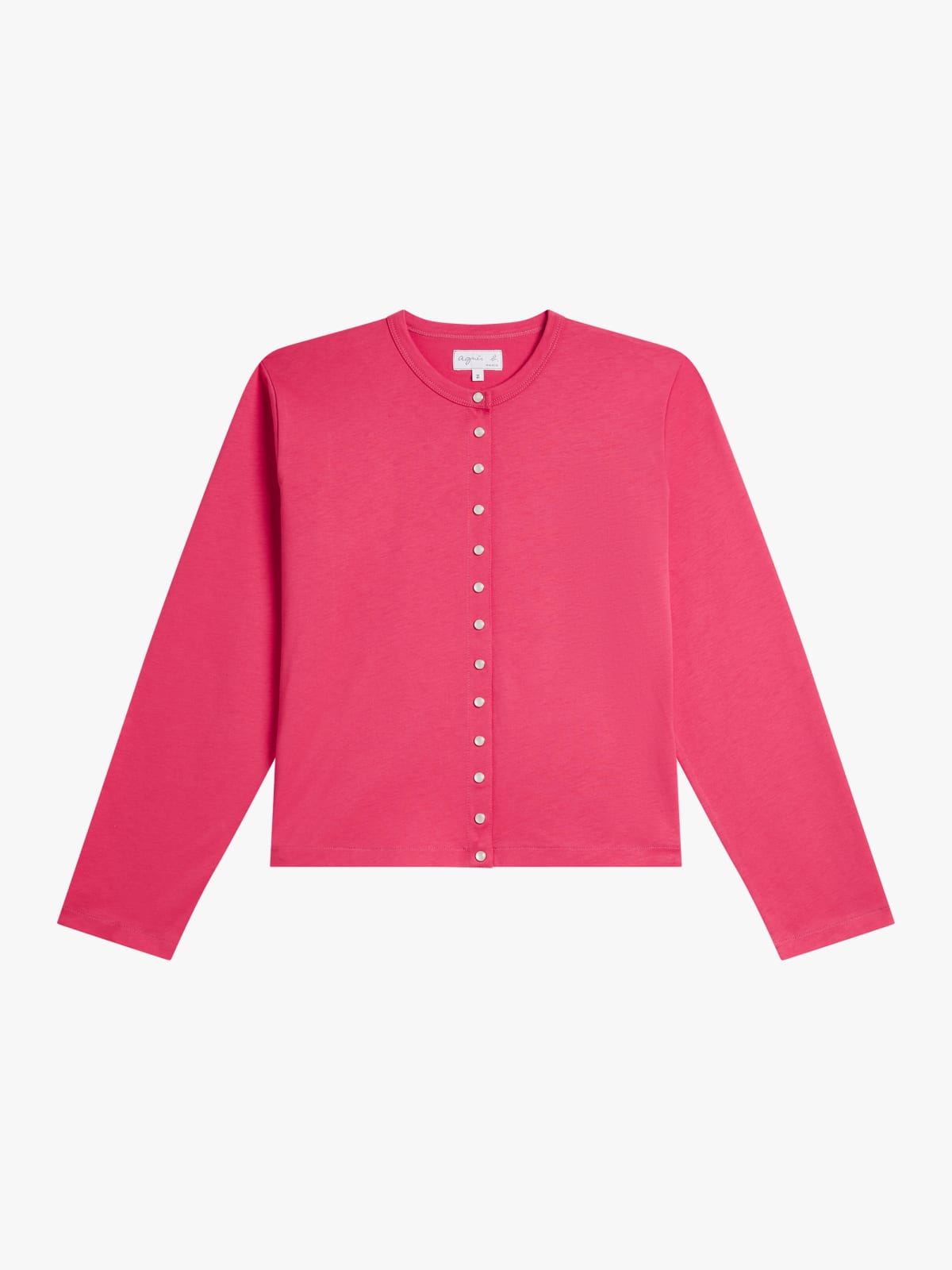 pink snap cardigan in cotton jersey