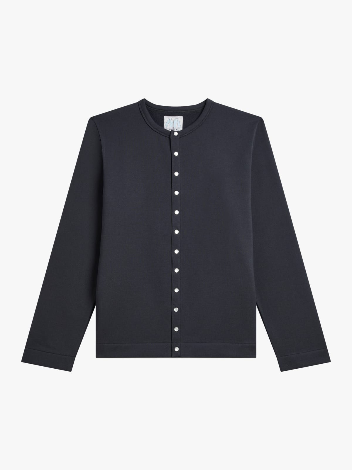 dark grey cotton fleece snap cardigan