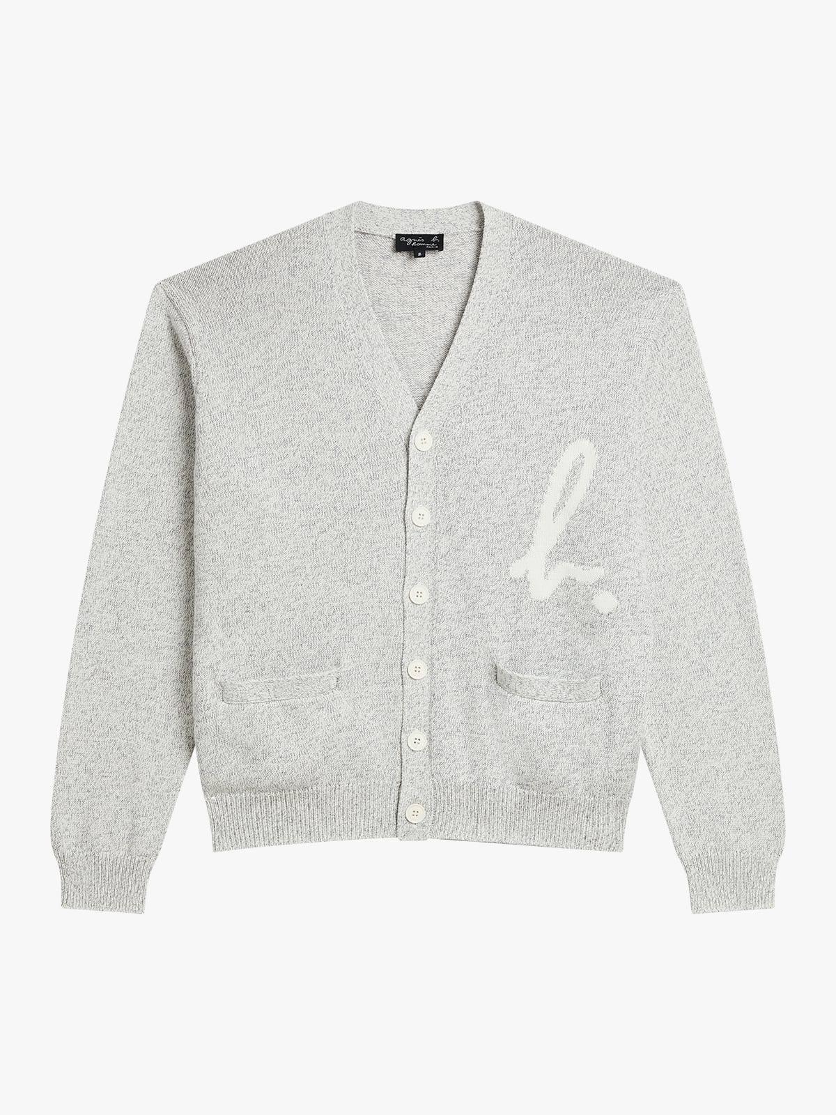 grey b. cotton knitted cardigan