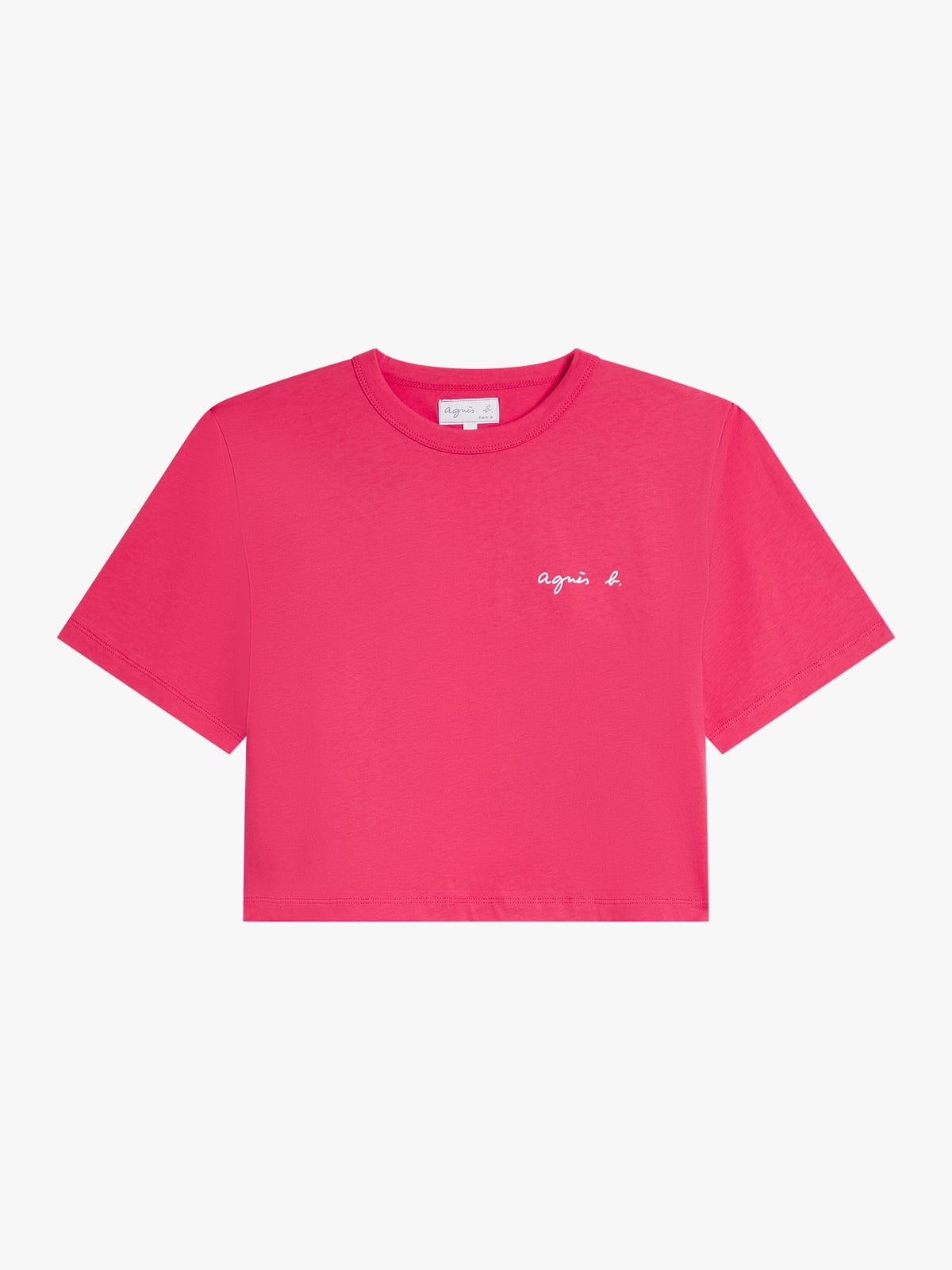t-shirt B. Style court en jersey de coton s&eacute;rigraphi&eacute; point d'ironie rose