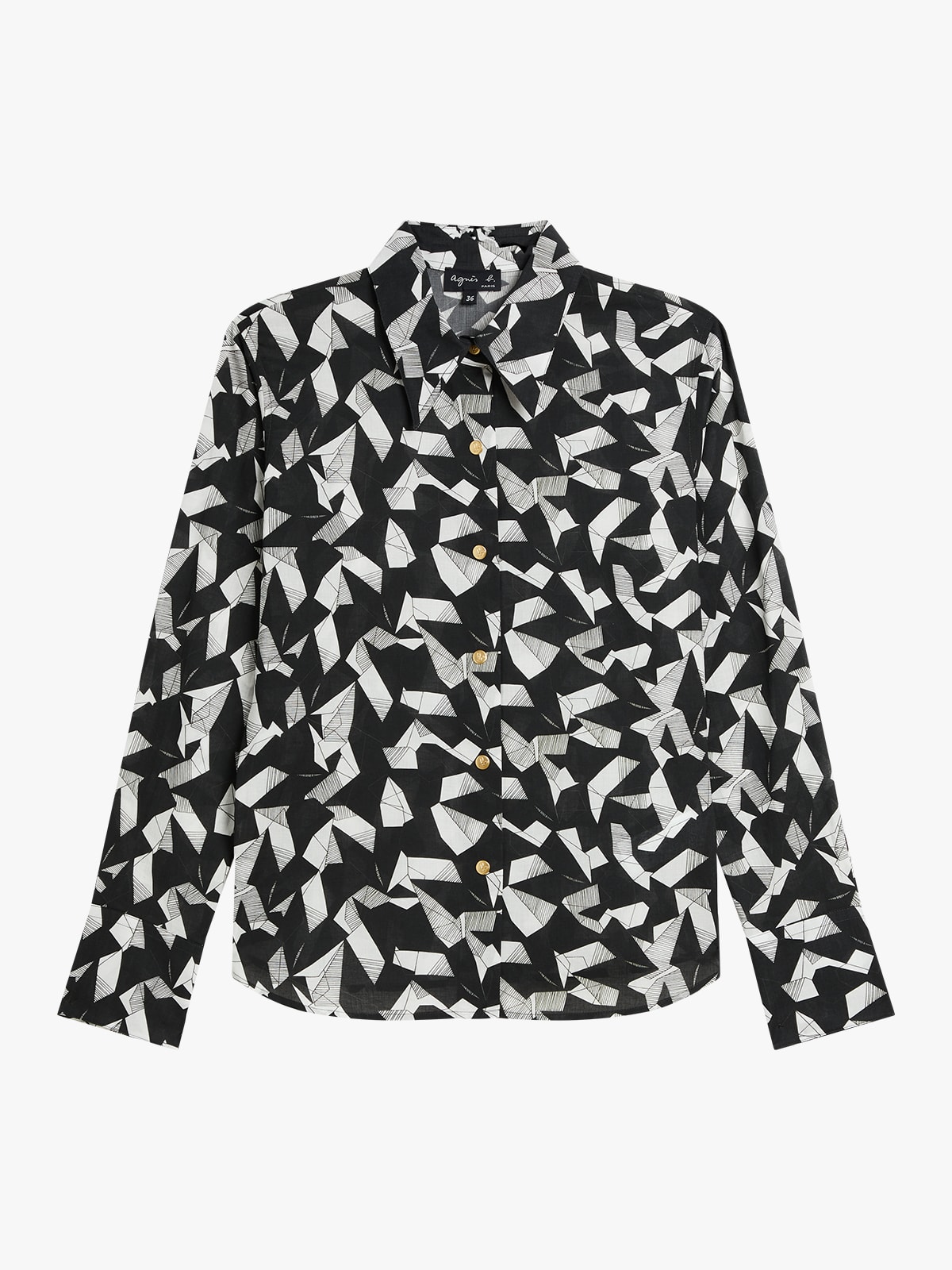 black and white Jimi cotton shirt with geometric print created by agn&egrave;s b.