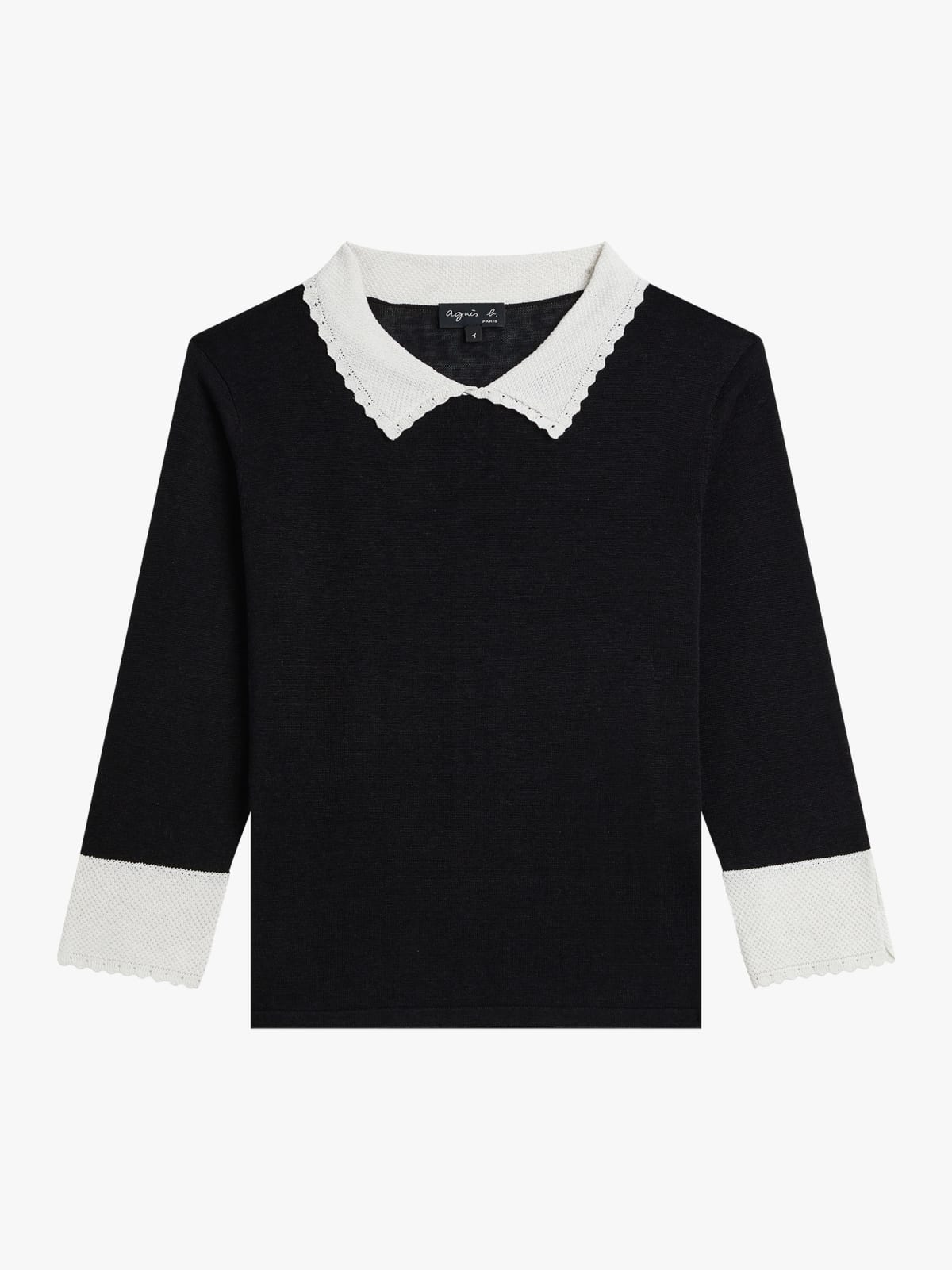 Pull Col en soie et lin noir