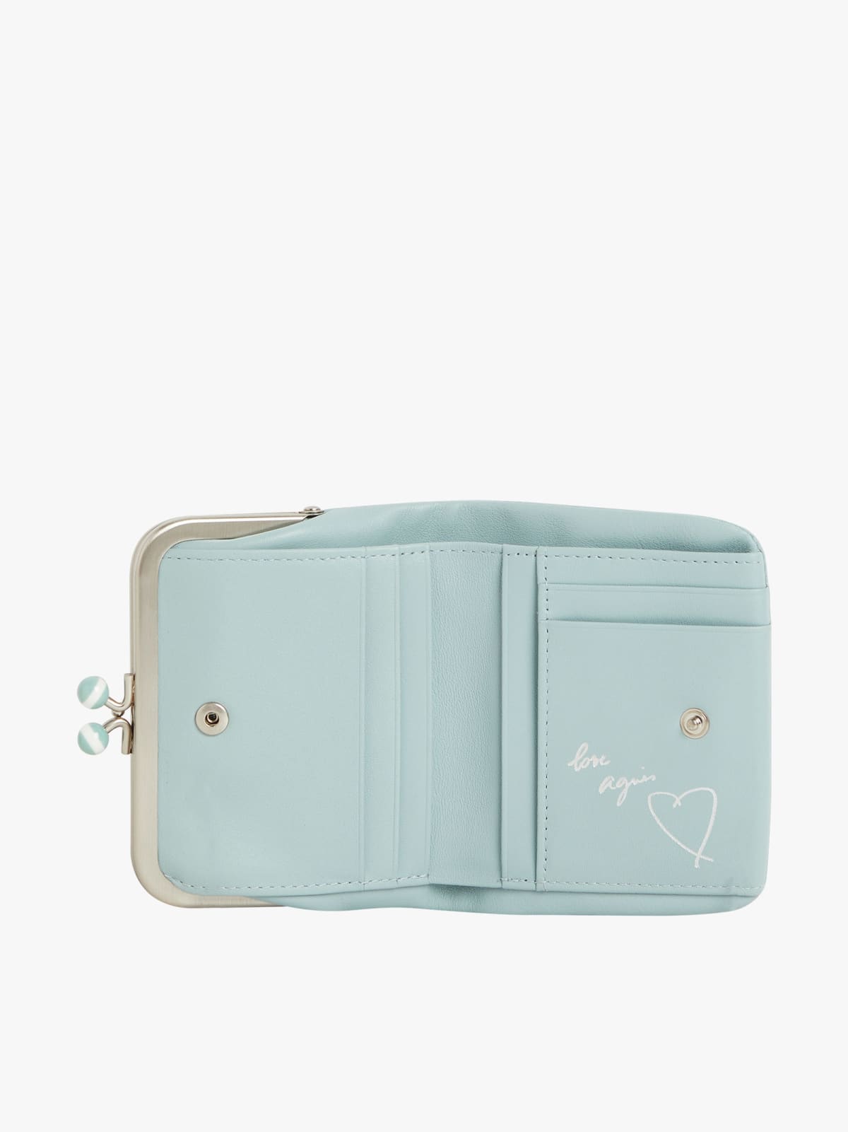portefeuille &agrave; fermoir en cuir bleu ciel