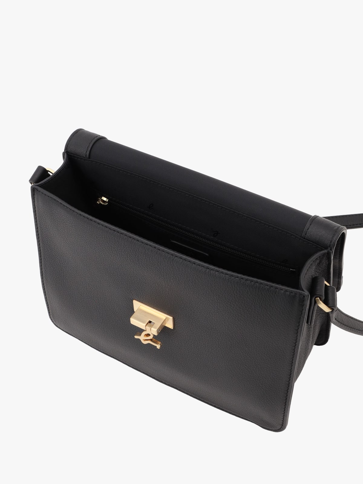 sac bandouli&egrave;re en cuir noir image number 3