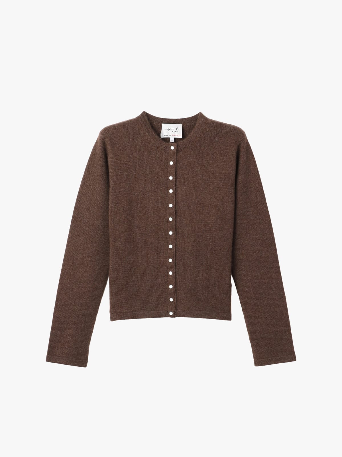 cardigan pression "12 ans" en cachemire marron