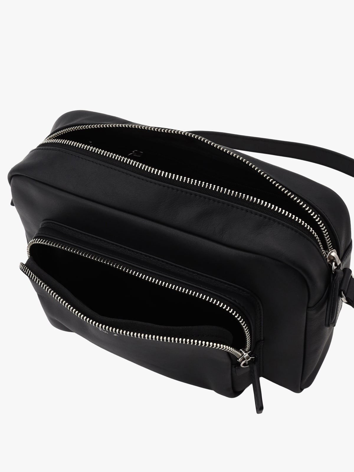 grand sac &eacute;paule en cuir noir image number 3