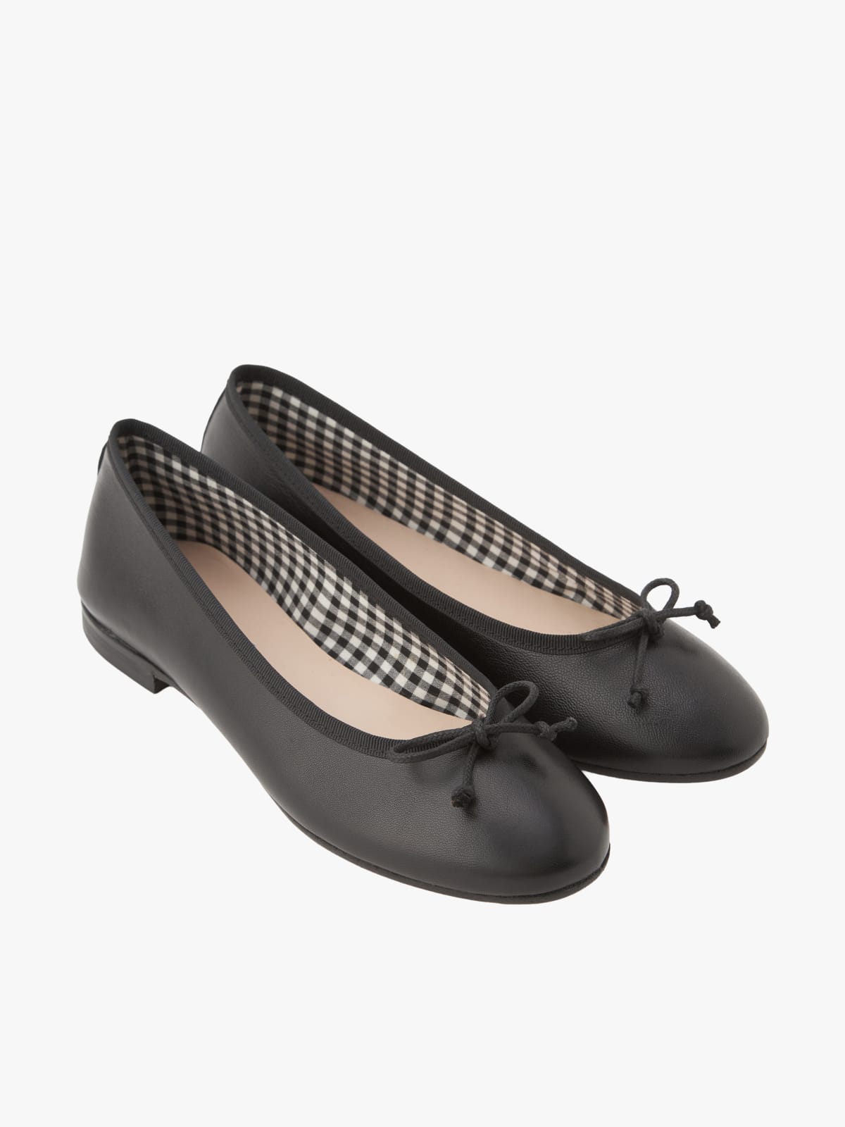 black leather Alice ballerinas