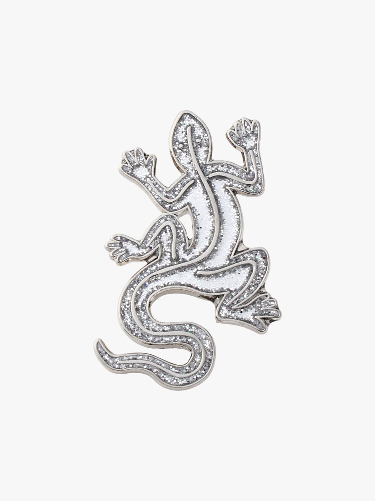 silvery glittery Lizard pin