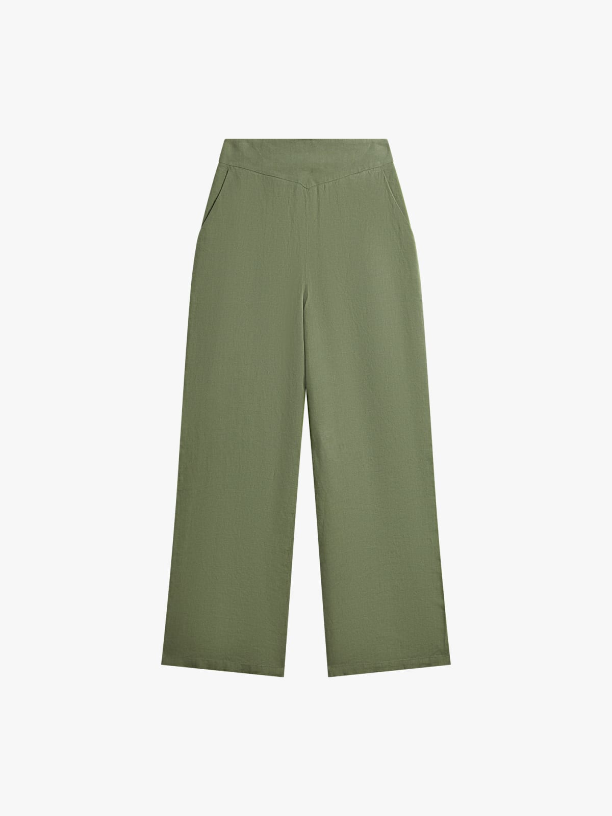 pantalon en toile de lin vert