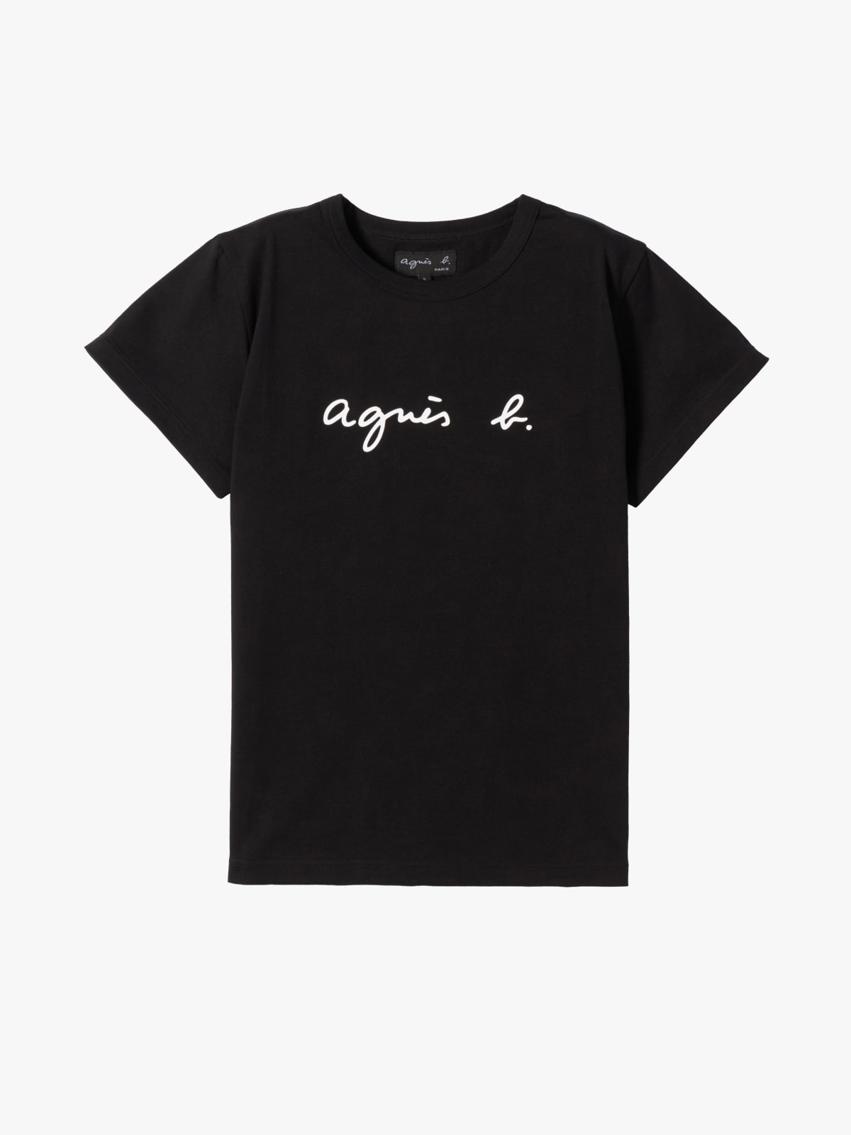 black cotton Brando "agn&egrave;s b." logo t-shirt
