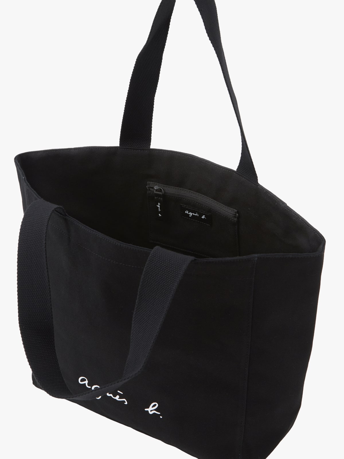 black cotton tote bag image number 3