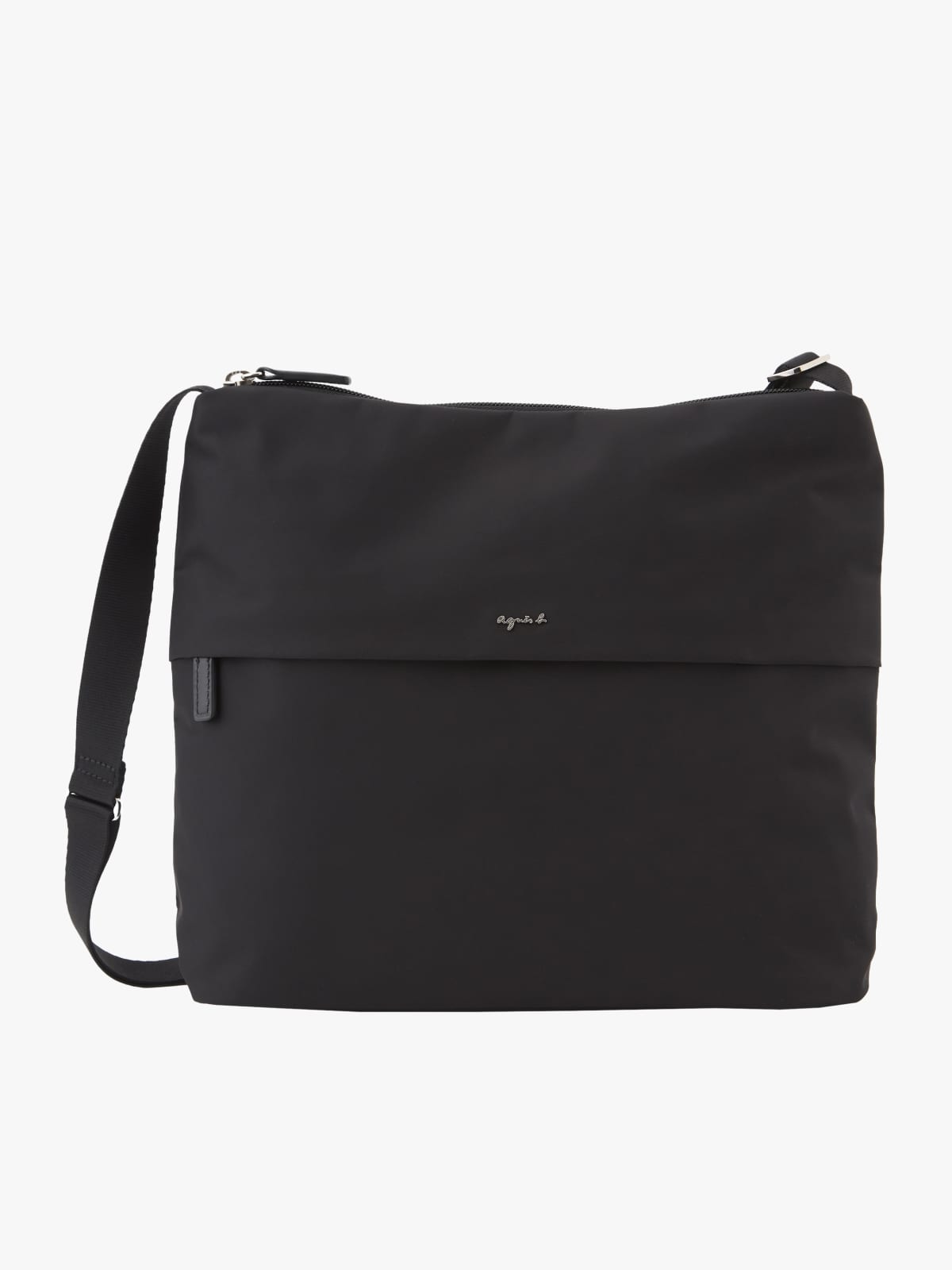 black zipped nylon shoulder bag