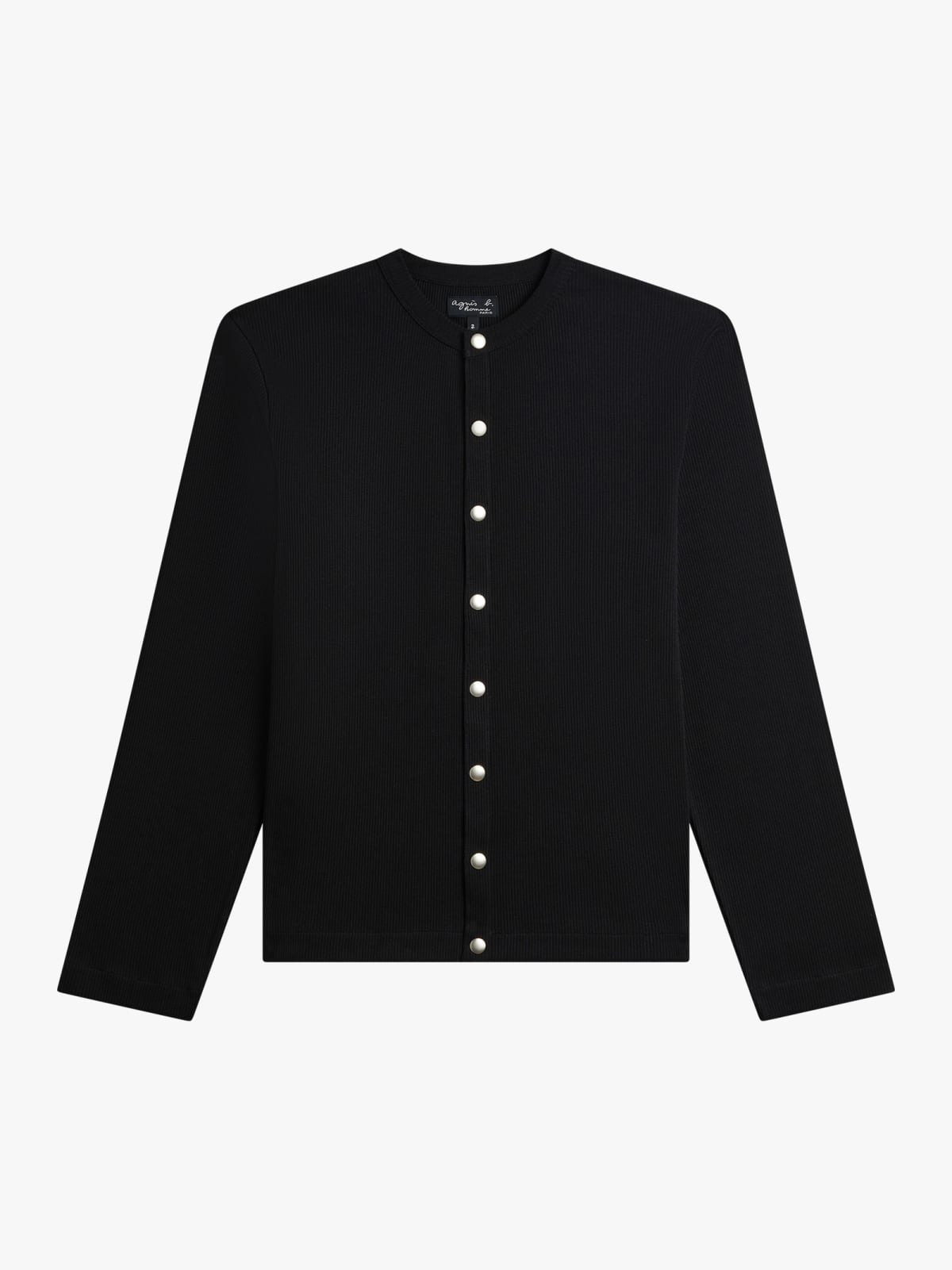 black snap cardigan in cotton rib