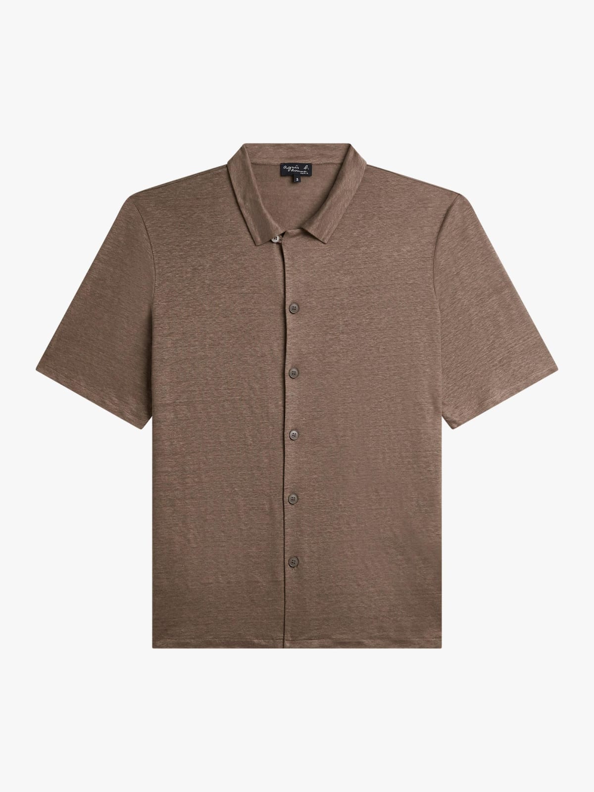 taupe linen jersey short-sleeve Maui shirt
