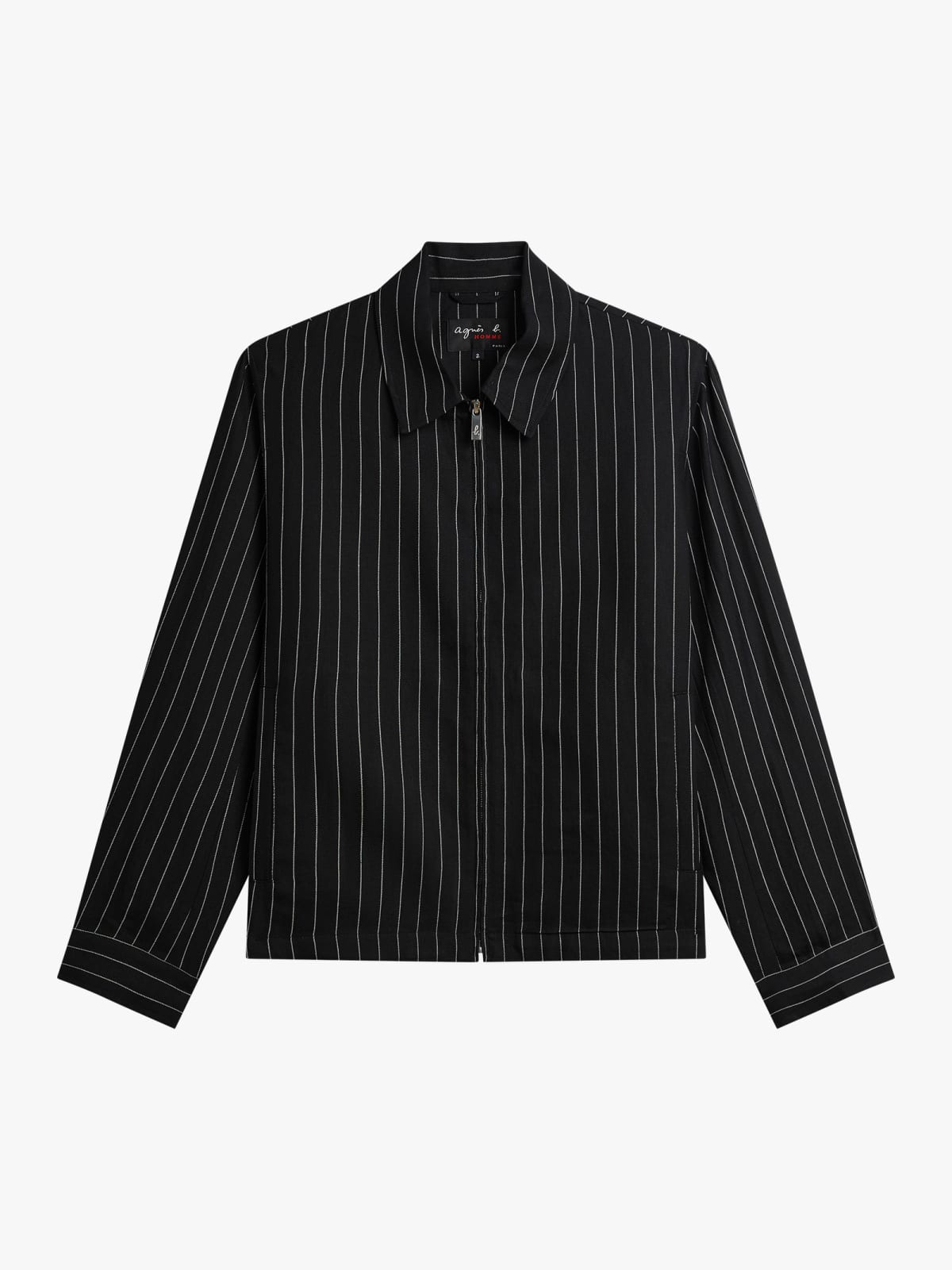 black Andde lined linen jacket with stripes