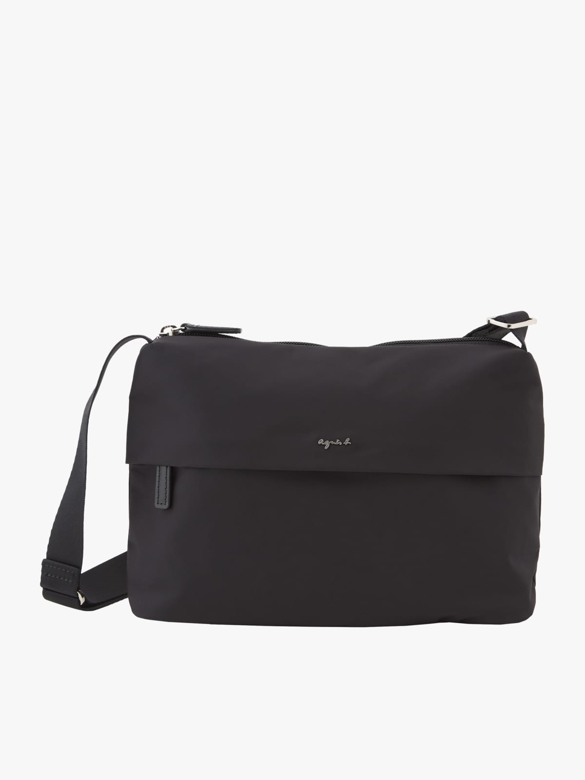 black nylon zipped shoulder bag