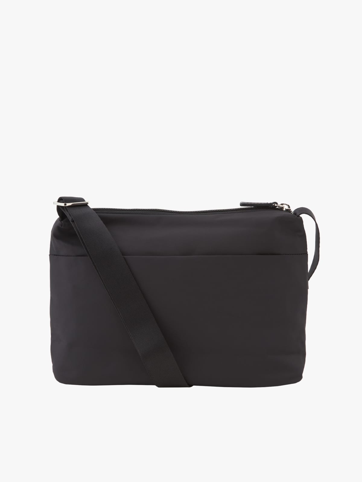 black nylon zipped shoulder bag