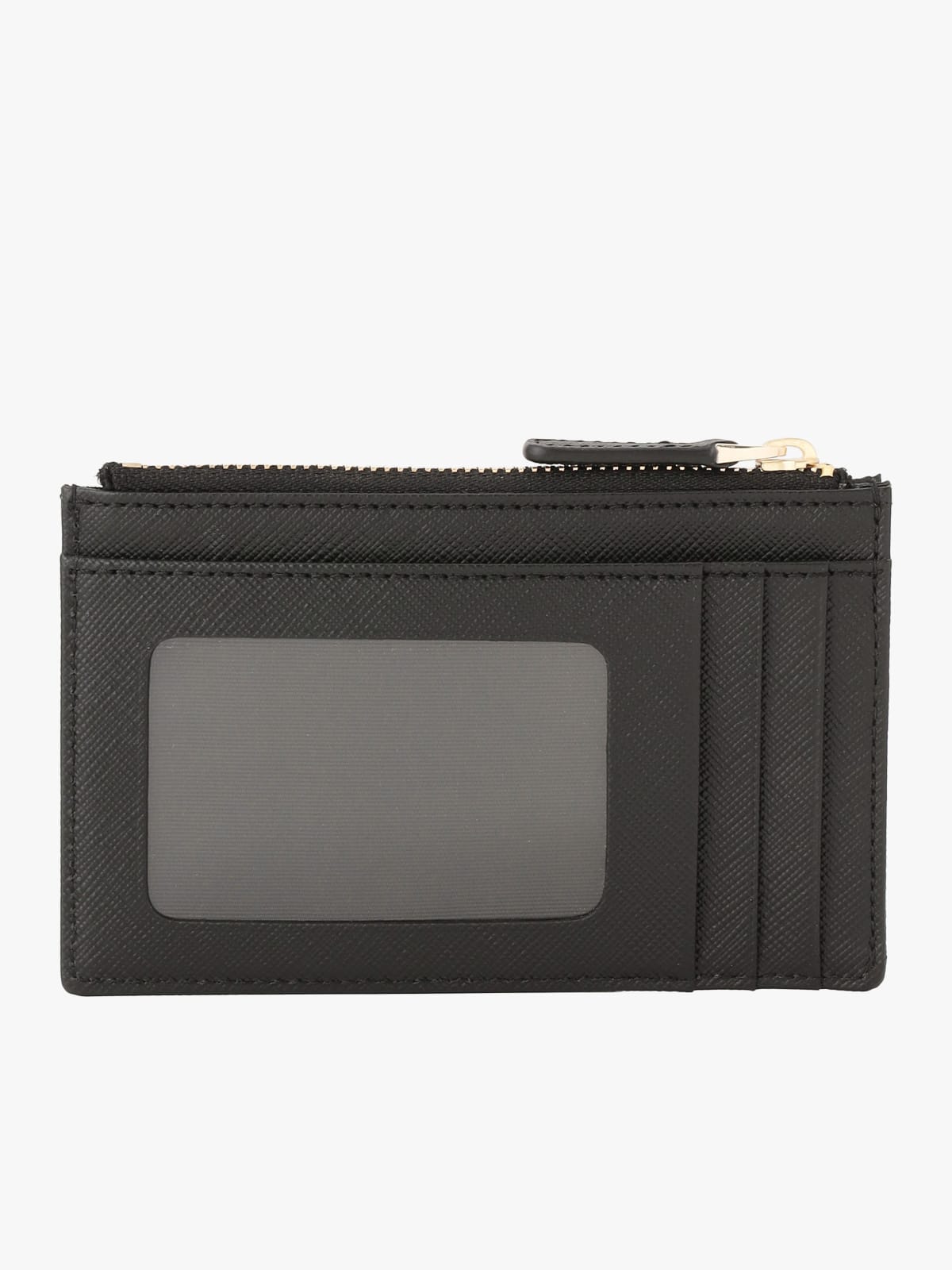 black leather card holder "b."