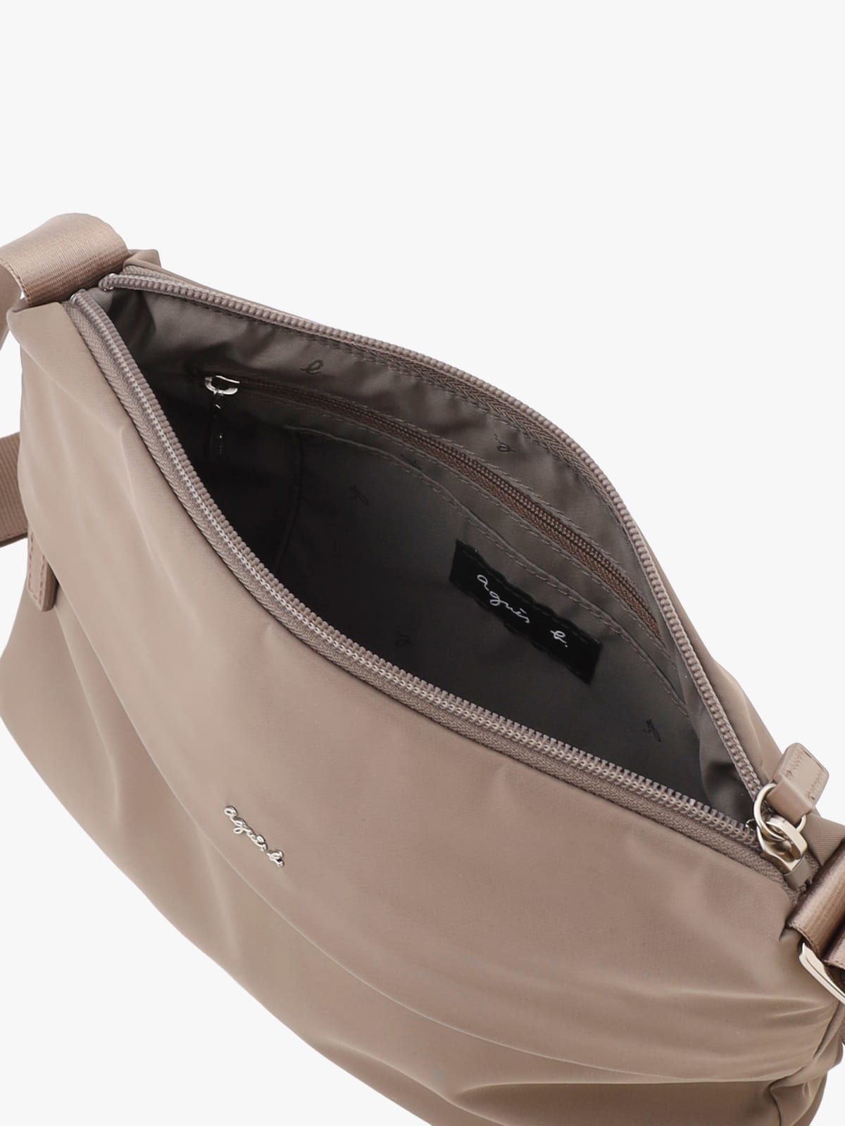 taupe nylon shoulder bag image number 3