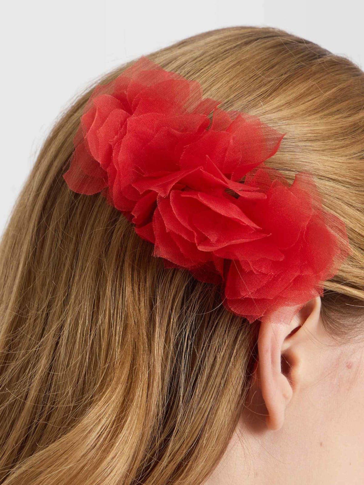 red Lucie silk flower hair clip