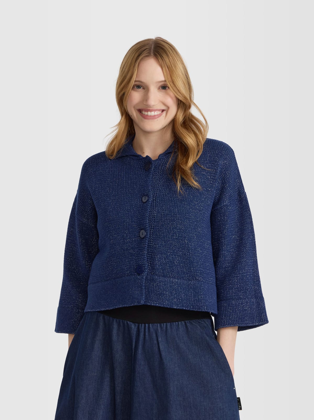 cardigan Lolotte en jersey de coton bleu