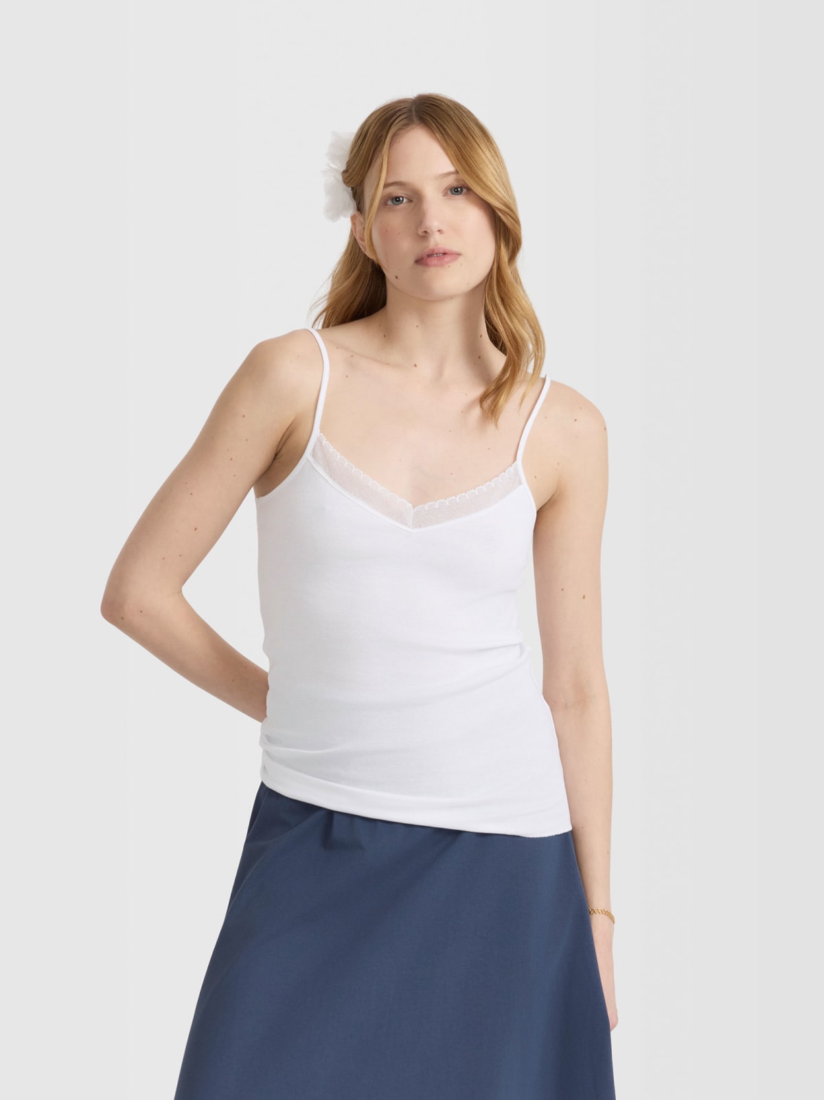 white Clea cotton jersey tank top