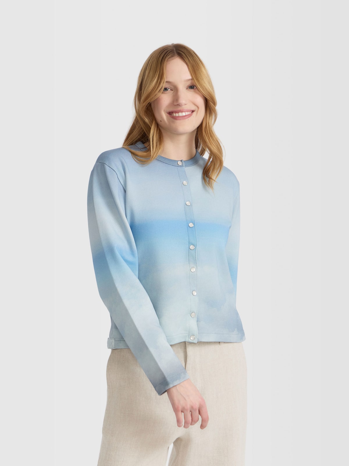 cardigan Moins De Pressions imprim&eacute; num&eacute;rique photo d&rsquo;agn&egrave;s b. 