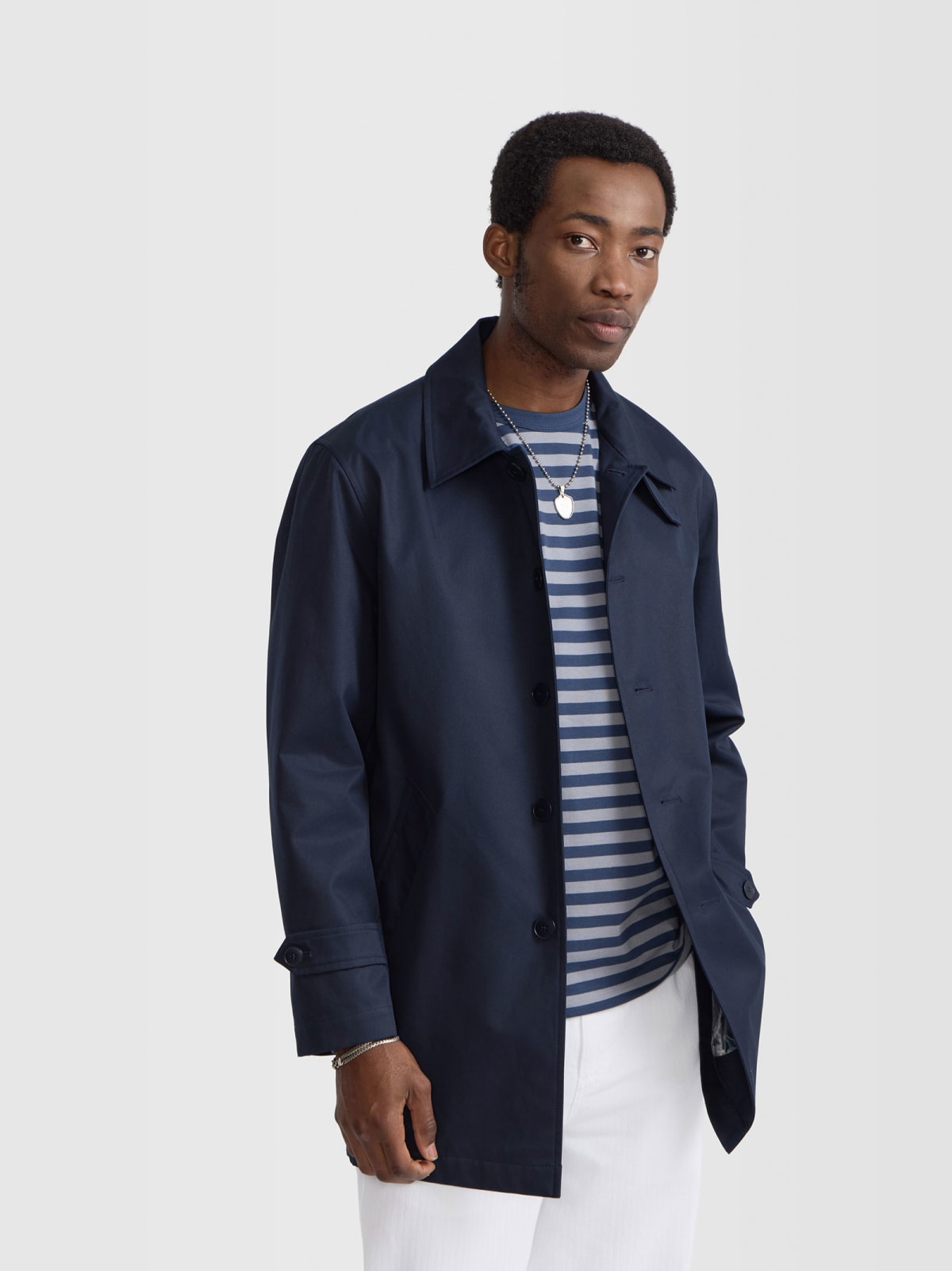 blue West cotton twill coat