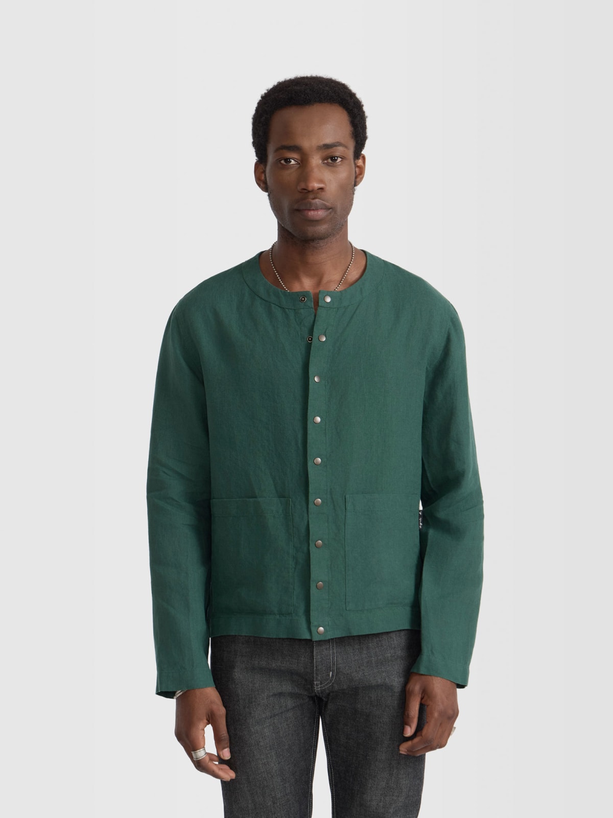 green linen cardigan shirt