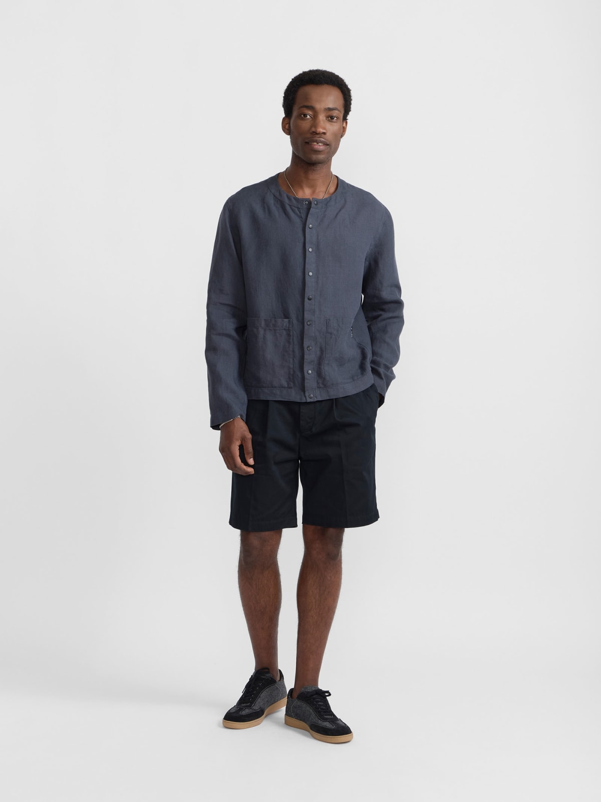 grey linen cardigan shirt