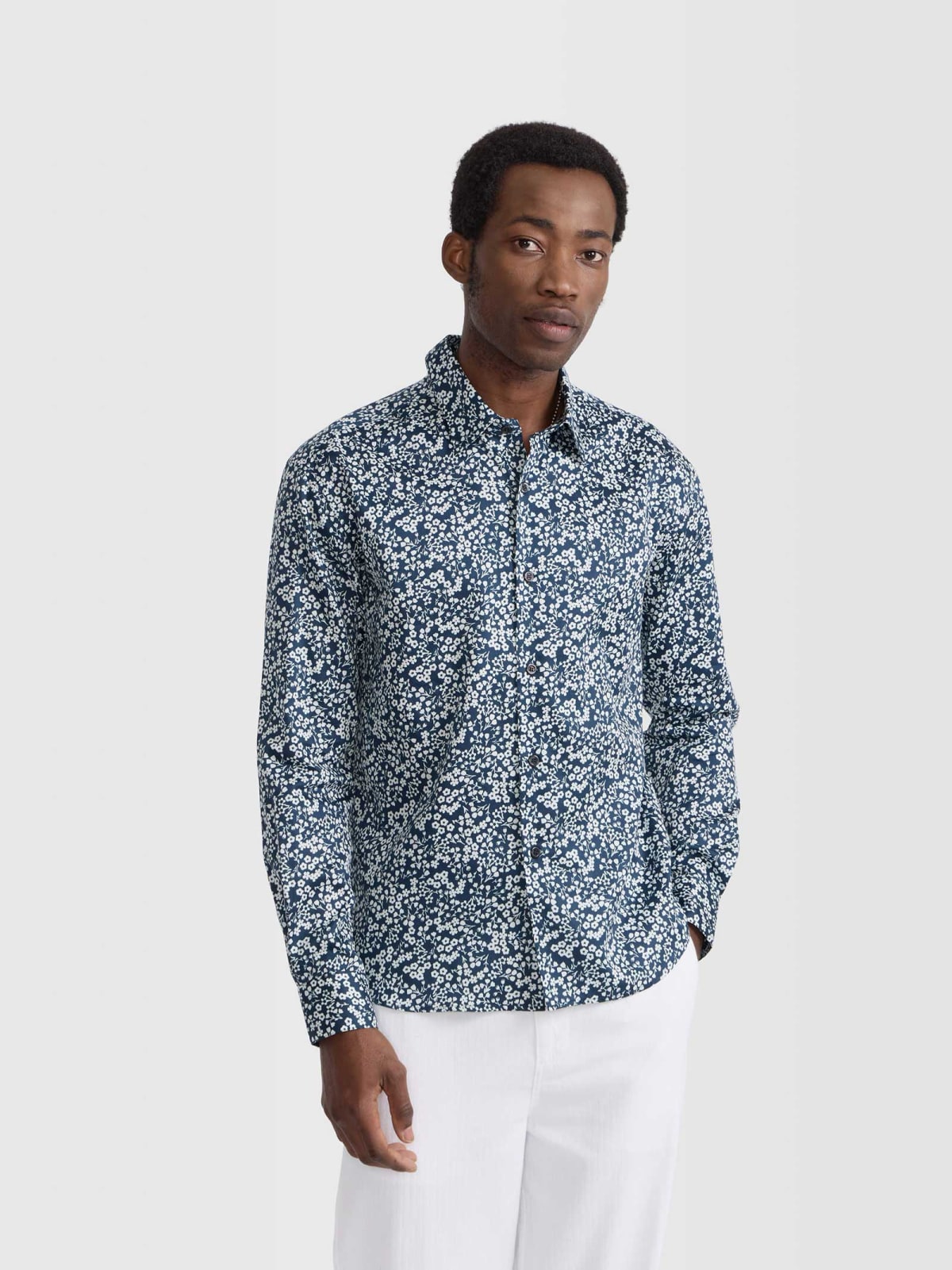 blue Andy cotton floral print shirt