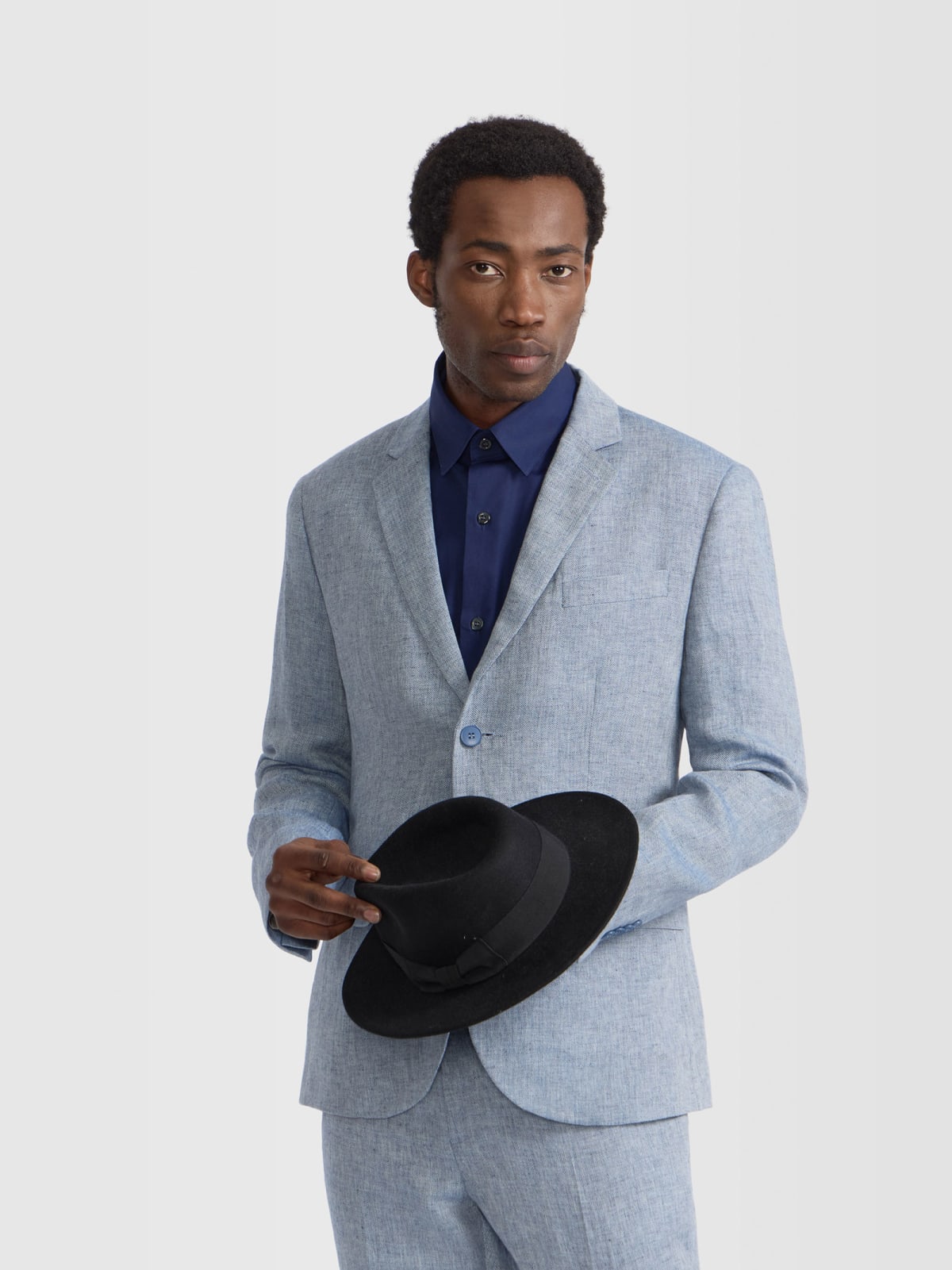linen blue Domino jacket