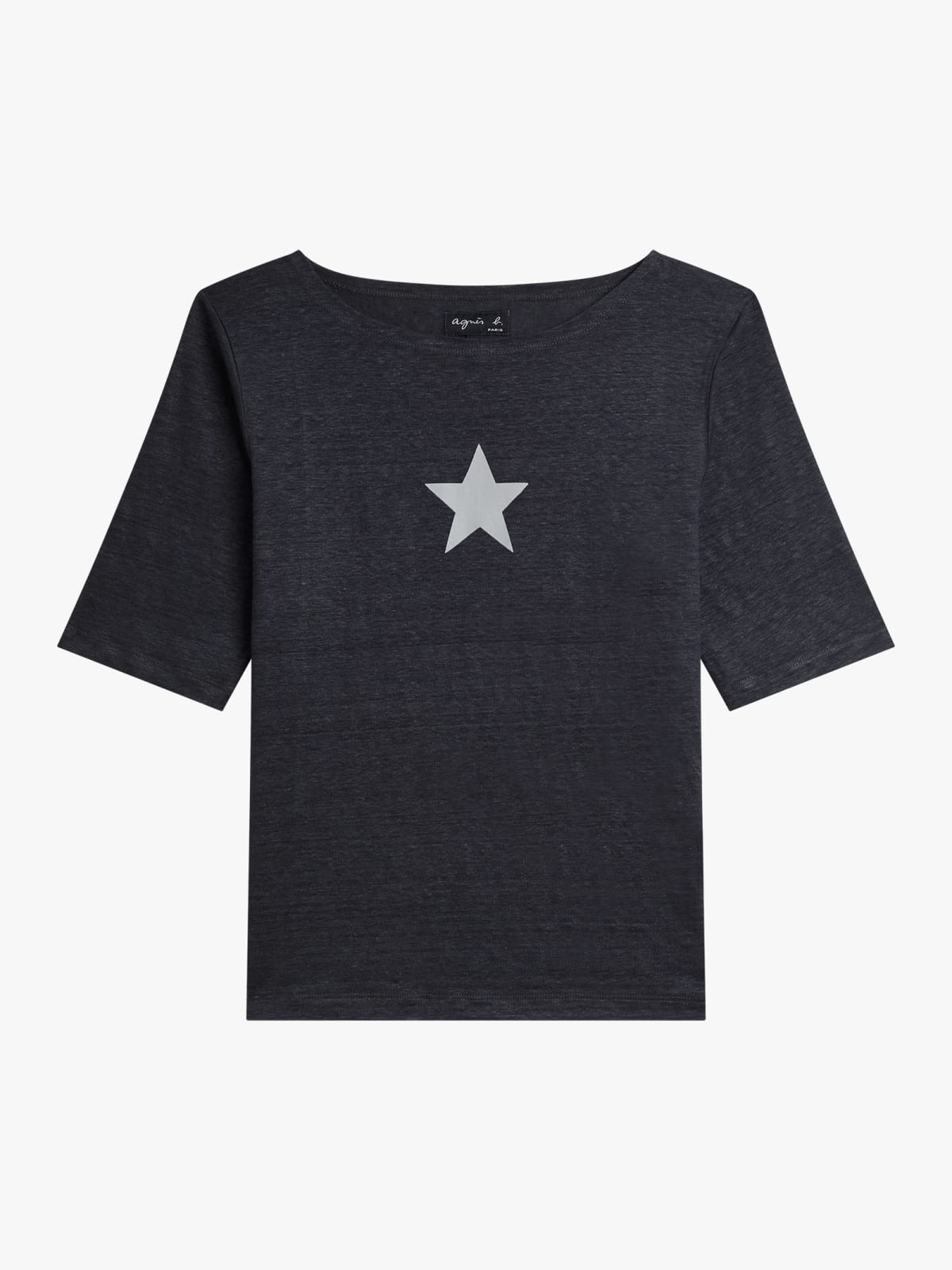 t-shirt New Bow en jersey de lin s&eacute;rigraphi&eacute; "&eacute;toile" gris fonc&eacute;