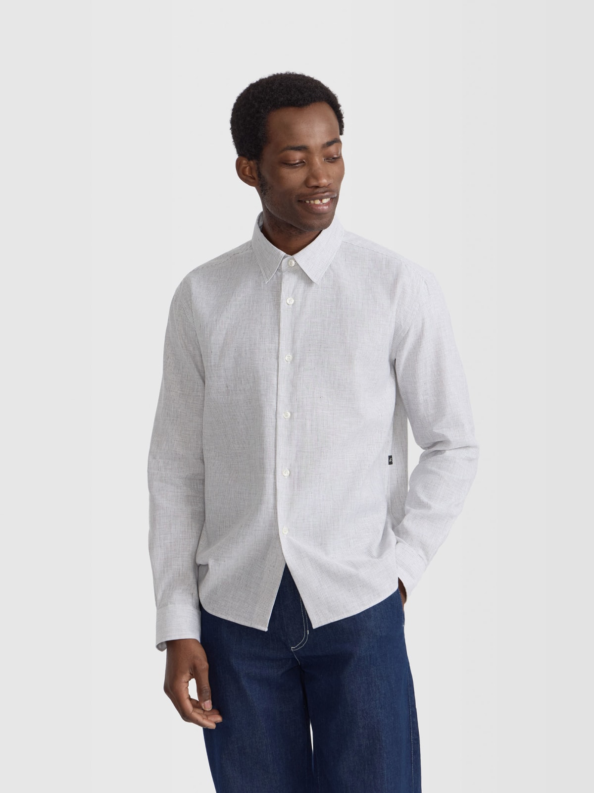 grey Andy shirt in striped cotton and linen