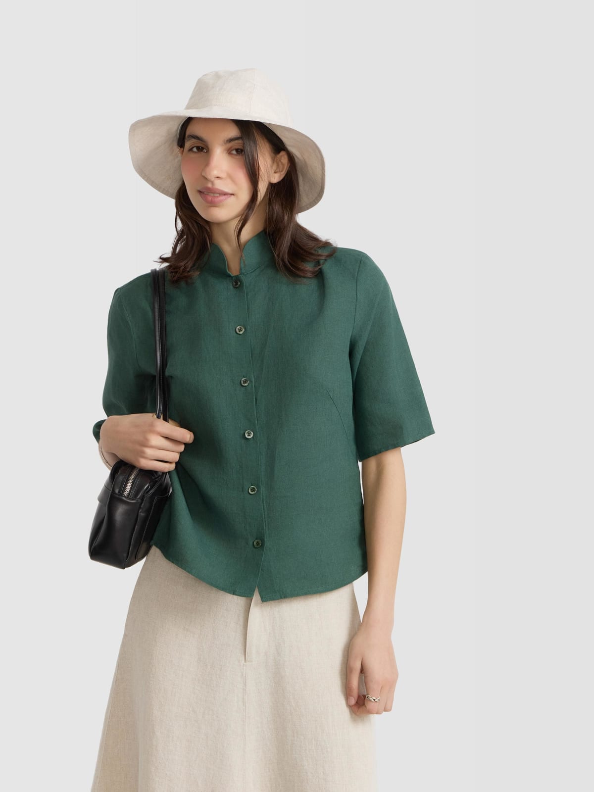 chemise Ginette en toile de lin vert